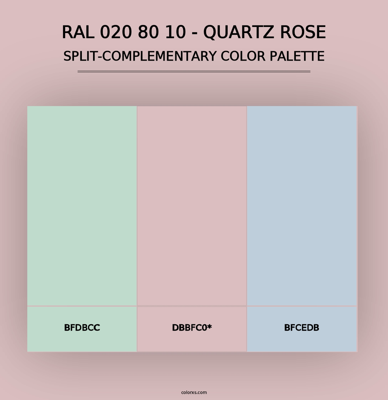 RAL 020 80 10 - Quartz Rose - Split-Complementary Color Palette