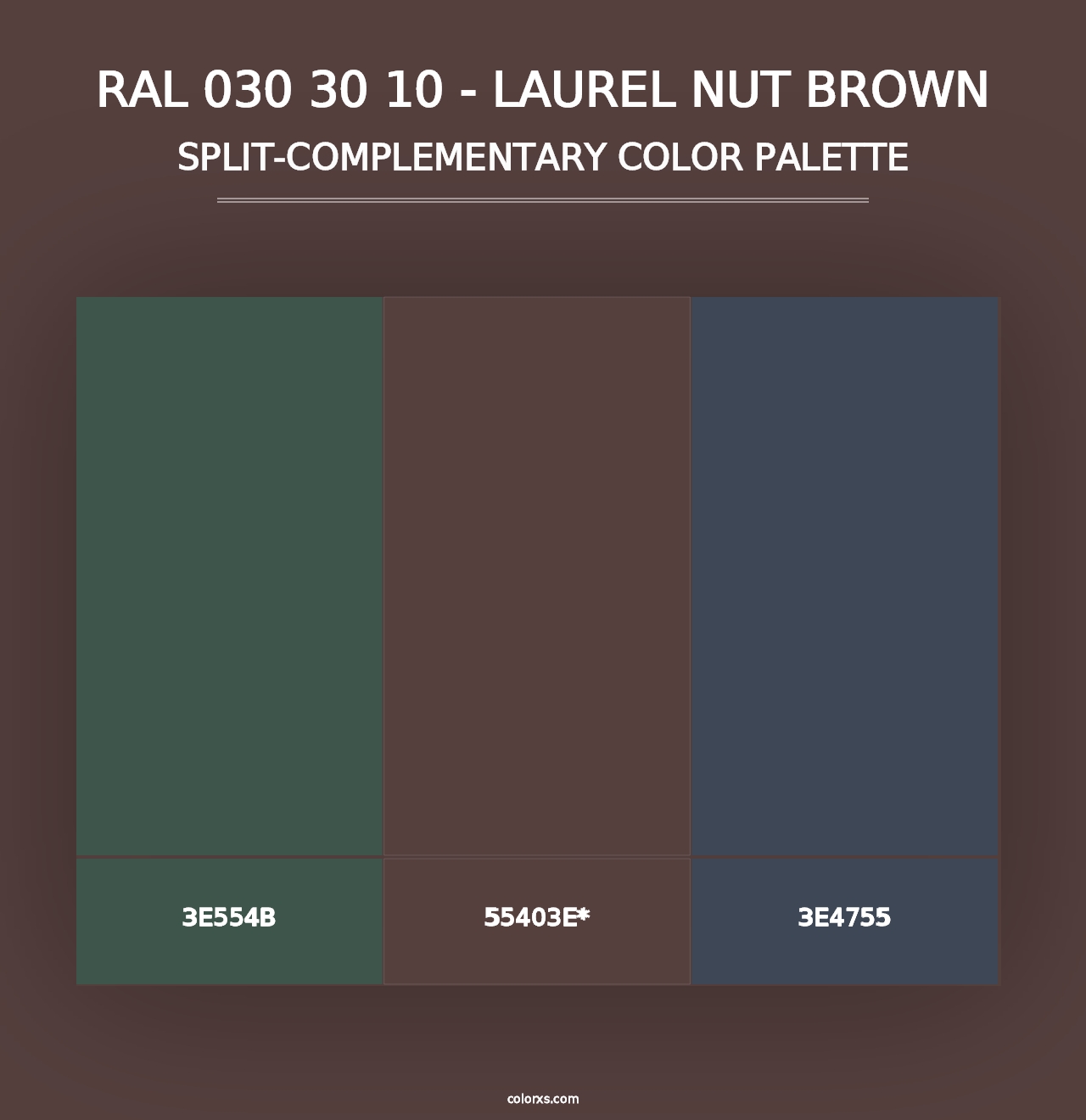 RAL 030 30 10 - Laurel Nut Brown - Split-Complementary Color Palette