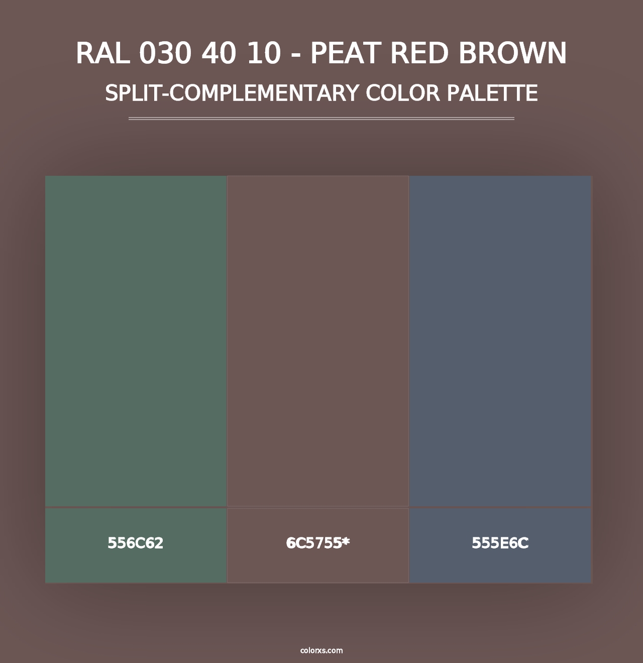 RAL 030 40 10 - Peat Red Brown - Split-Complementary Color Palette