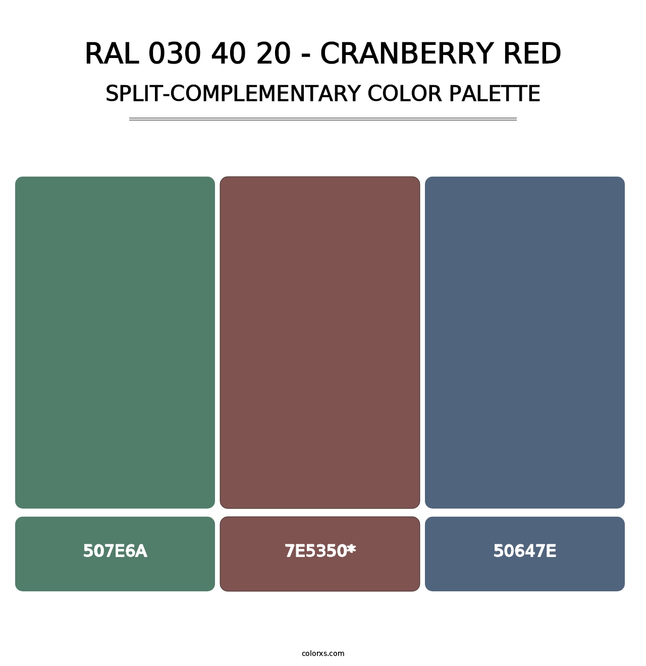 RAL 030 40 20 - Cranberry Red - Split-Complementary Color Palette