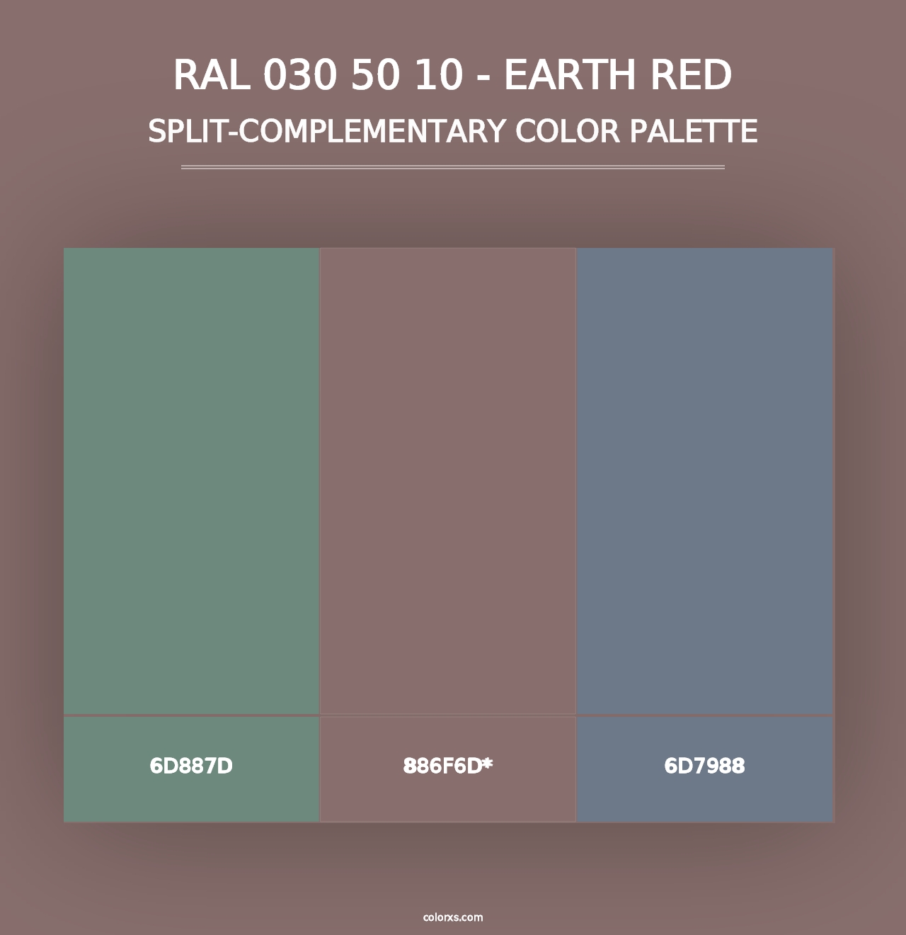 RAL 030 50 10 - Earth Red - Split-Complementary Color Palette