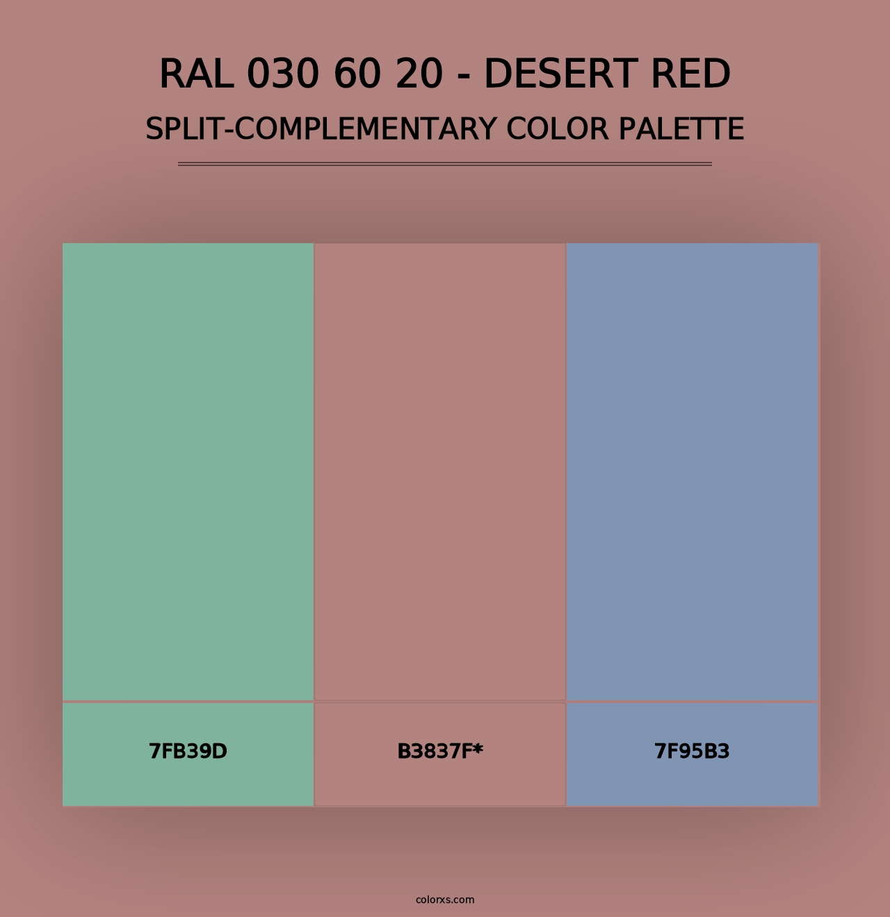 RAL 030 60 20 - Desert Red - Split-Complementary Color Palette