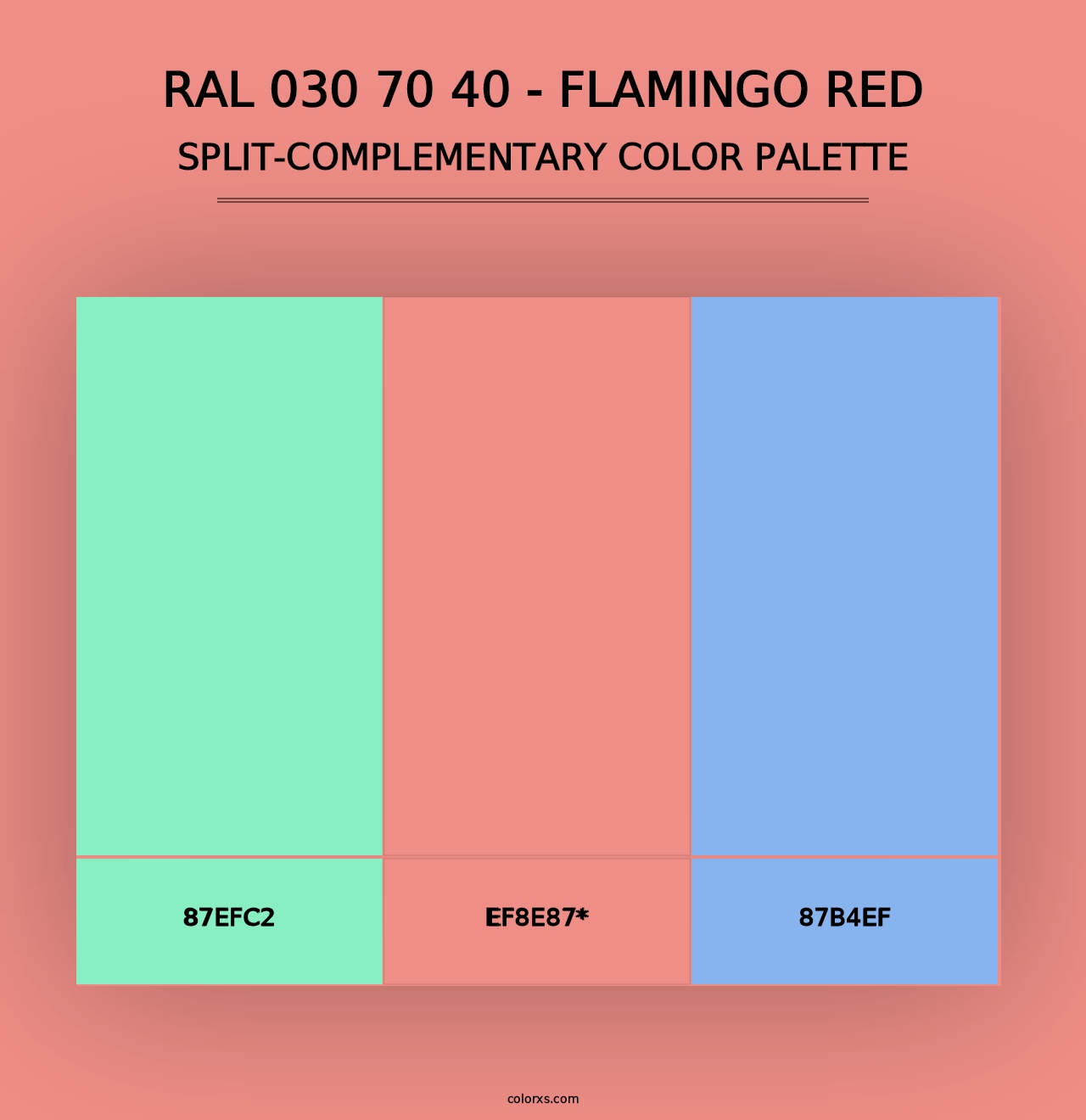 RAL 030 70 40 - Flamingo Red - Split-Complementary Color Palette