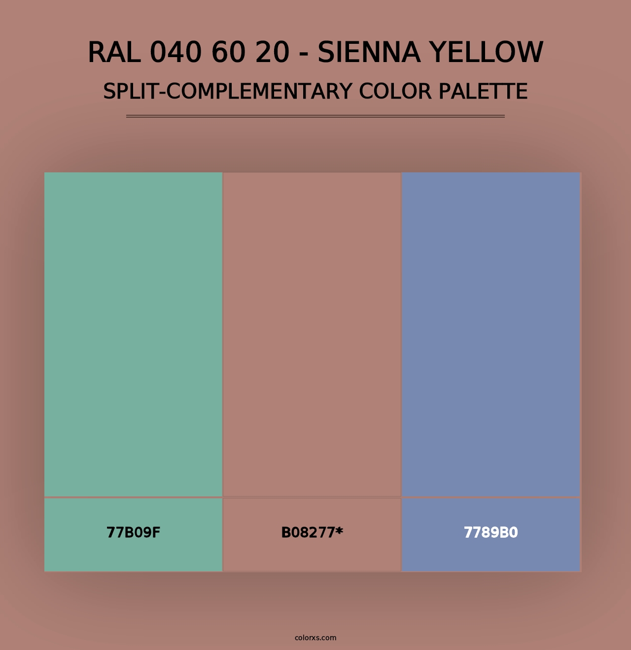 RAL 040 60 20 - Sienna Yellow - Split-Complementary Color Palette