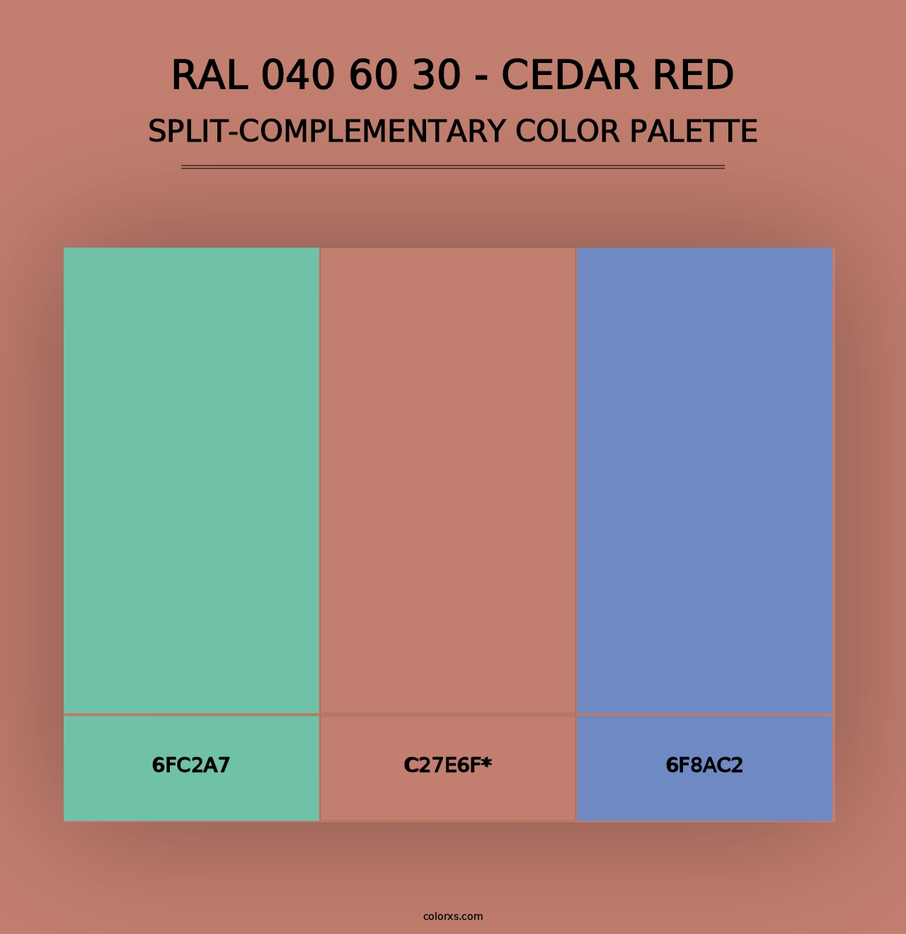 RAL 040 60 30 - Cedar Red - Split-Complementary Color Palette