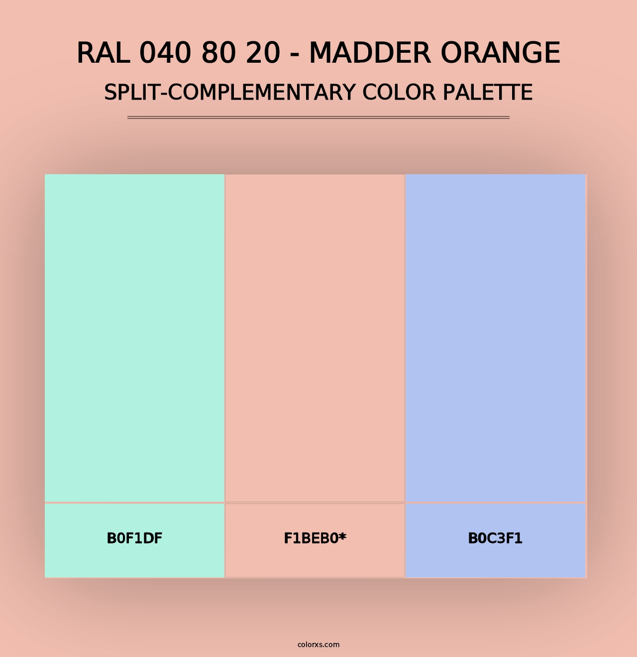 RAL 040 80 20 - Madder Orange - Split-Complementary Color Palette