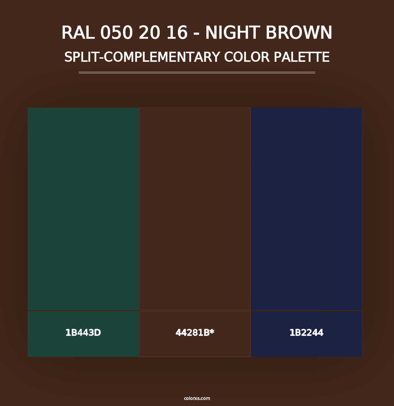 RAL 050 20 16 - Night Brown - Split-Complementary Color Palette