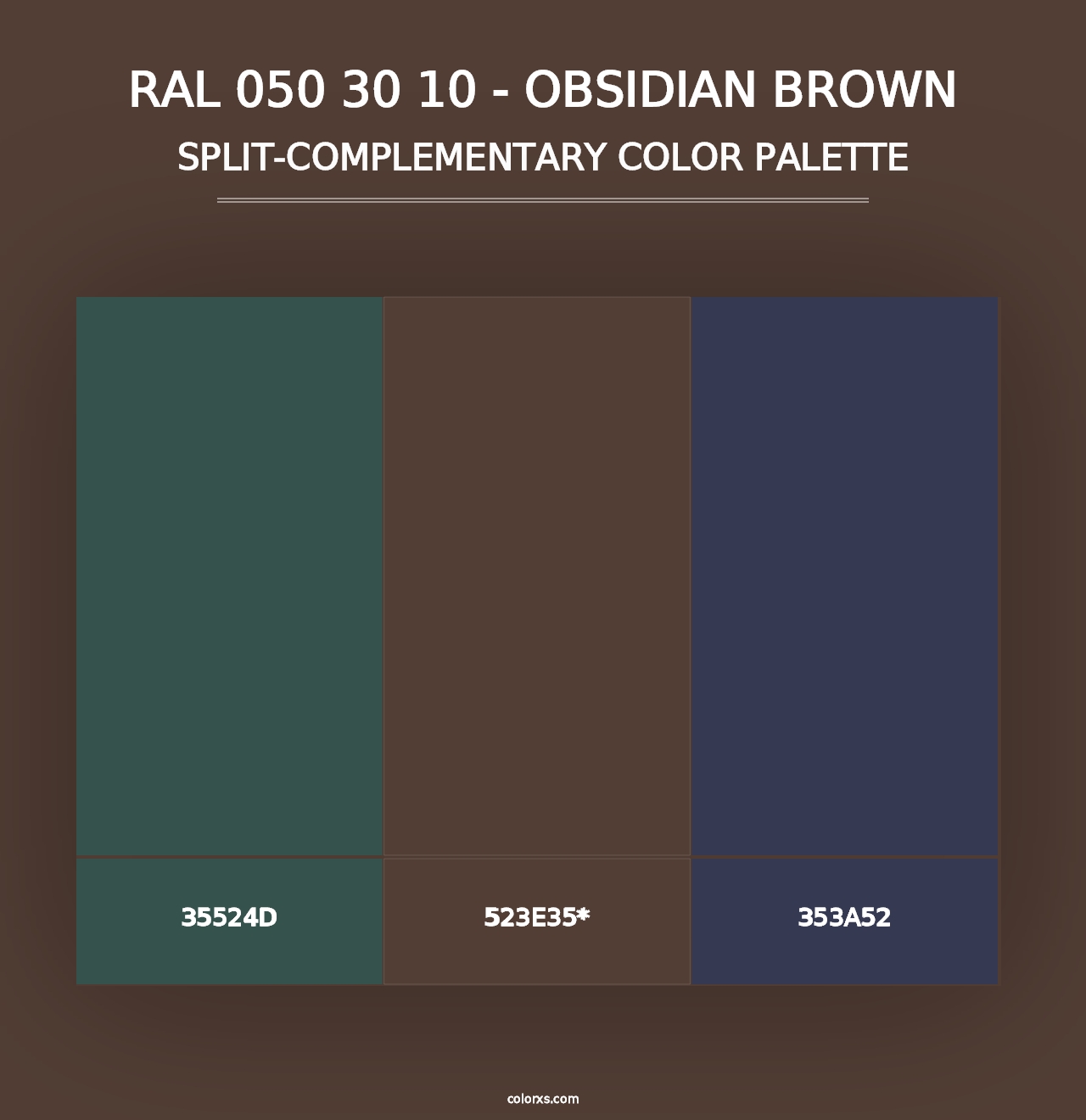 RAL 050 30 10 - Obsidian Brown - Split-Complementary Color Palette