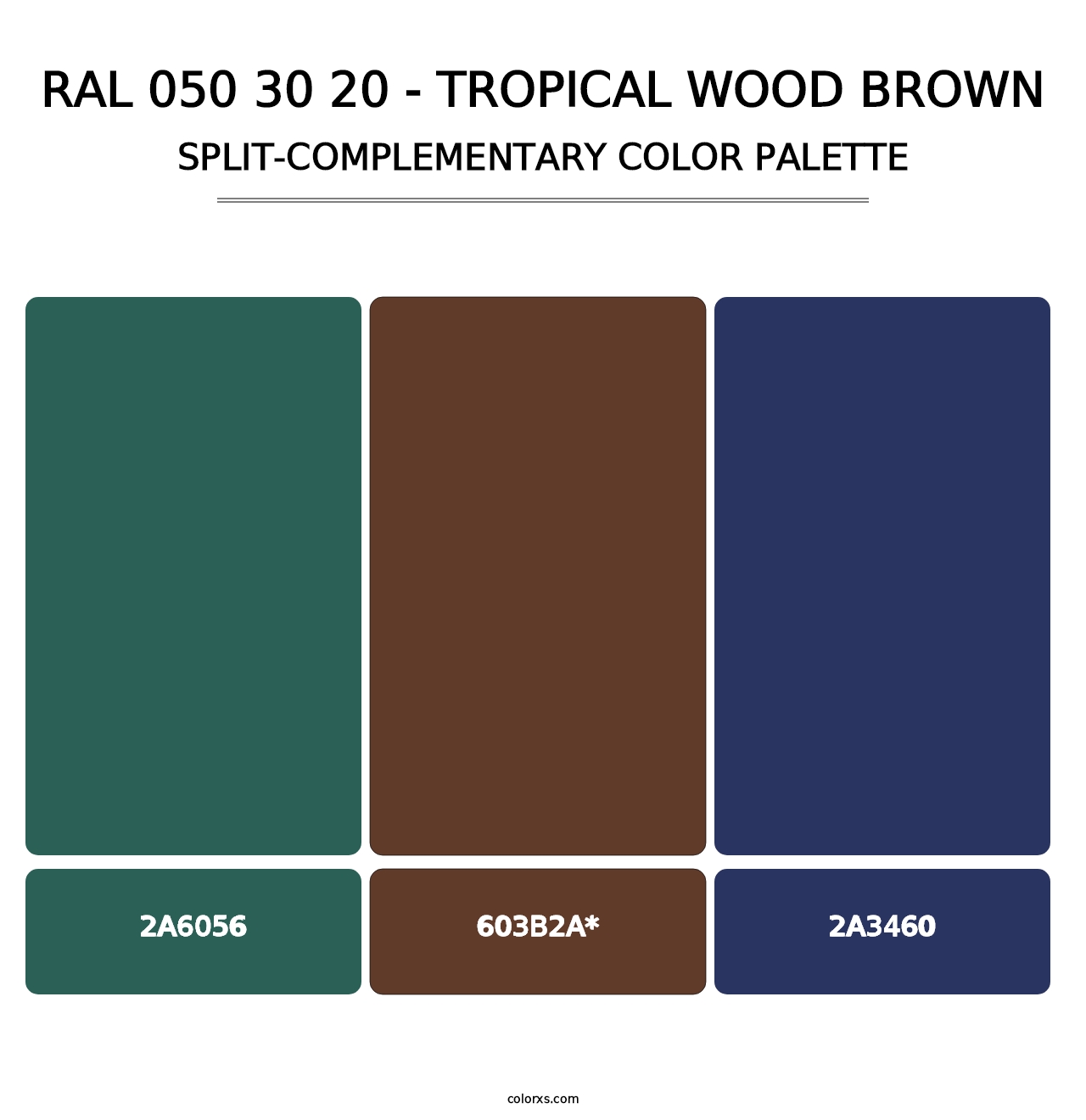 RAL 050 30 20 - Tropical Wood Brown - Split-Complementary Color Palette