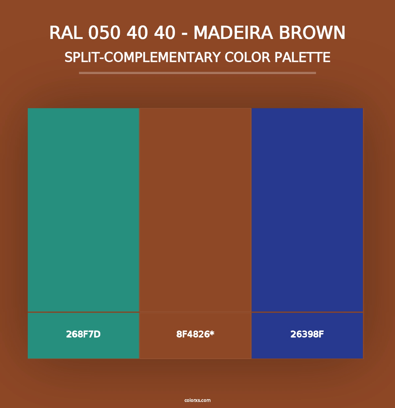 RAL 050 40 40 - Madeira Brown - Split-Complementary Color Palette