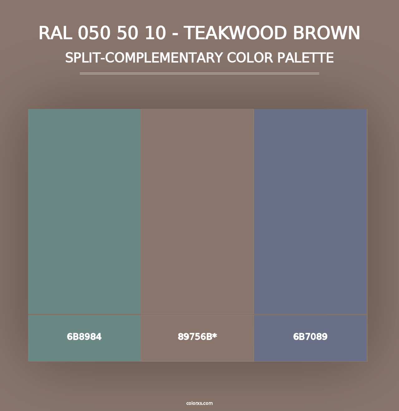 RAL 050 50 10 - Teakwood Brown - Split-Complementary Color Palette