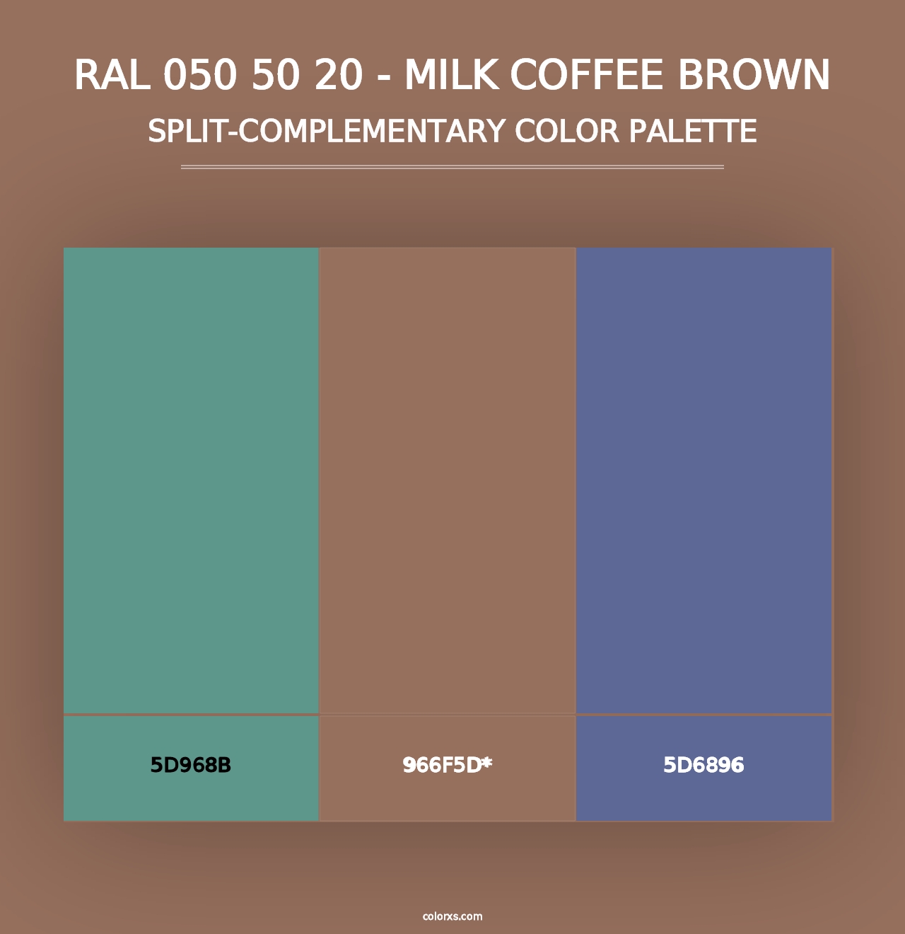 RAL 050 50 20 - Milk Coffee Brown - Split-Complementary Color Palette