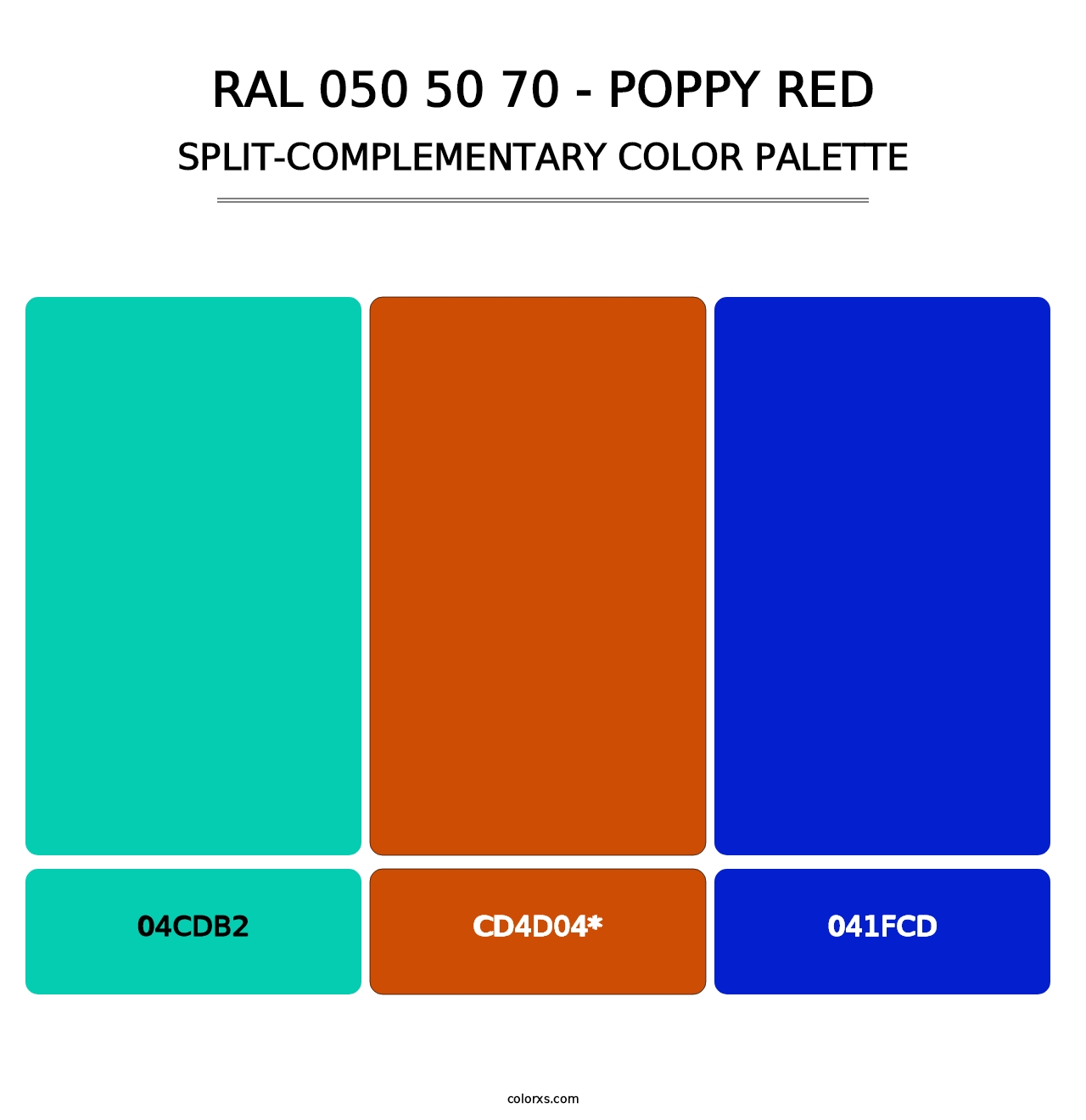 RAL 050 50 70 - Poppy Red - Split-Complementary Color Palette