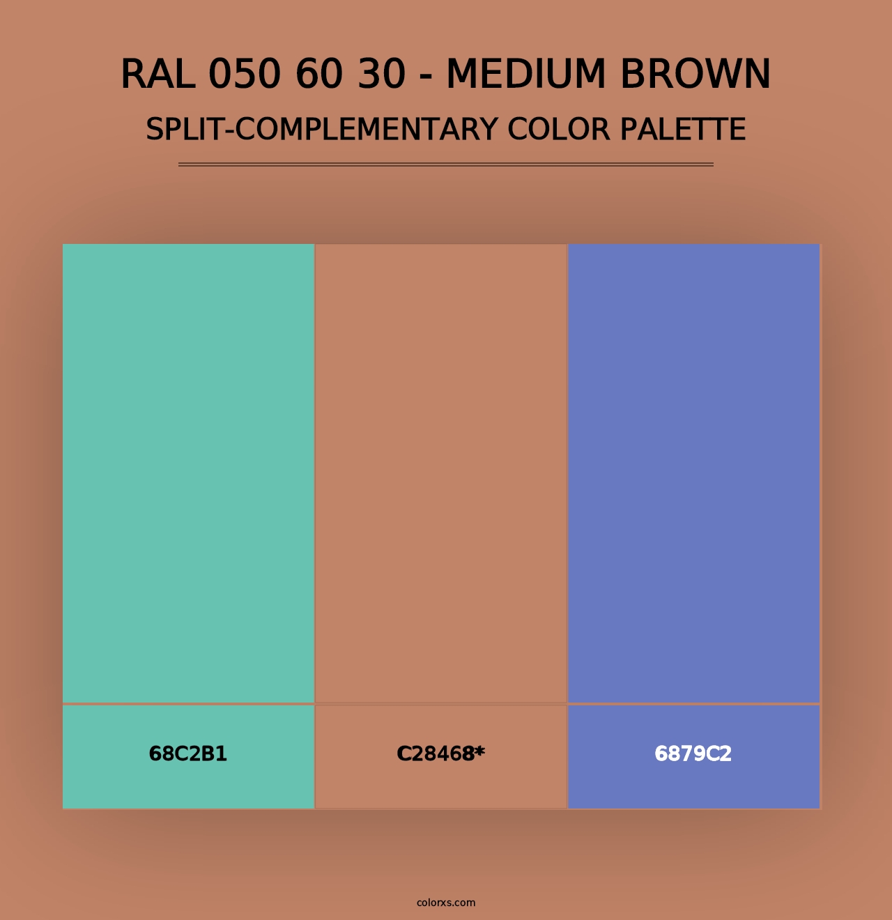 RAL 050 60 30 - Medium Brown - Split-Complementary Color Palette