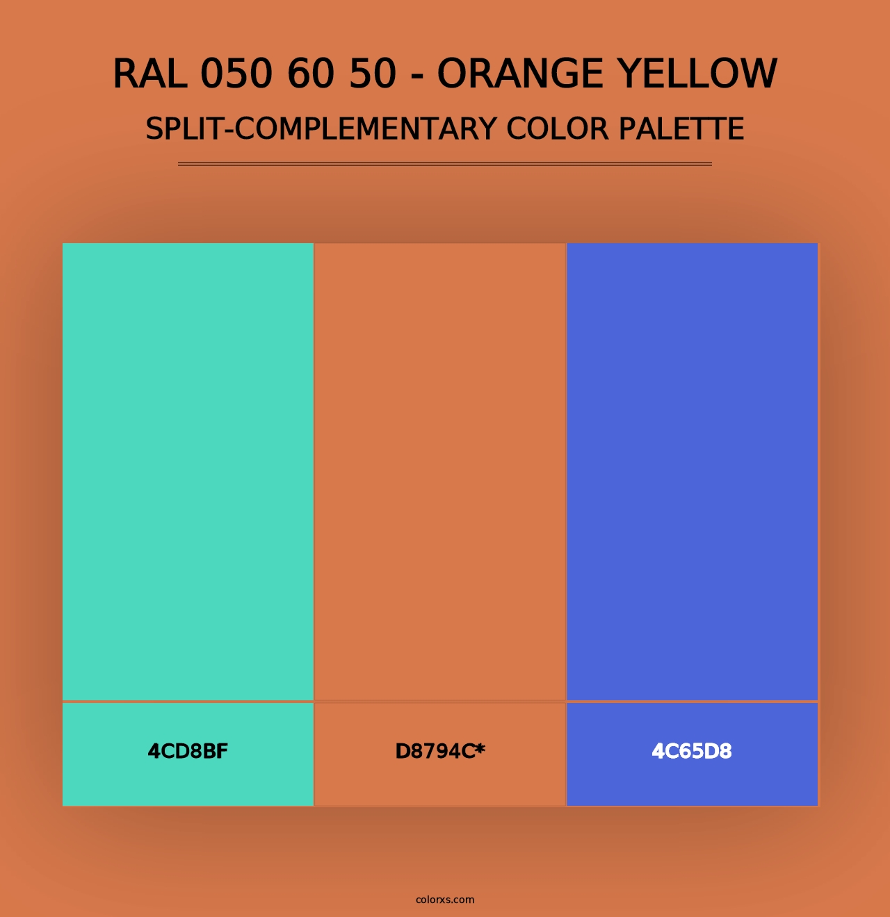 RAL 050 60 50 - Orange Yellow - Split-Complementary Color Palette