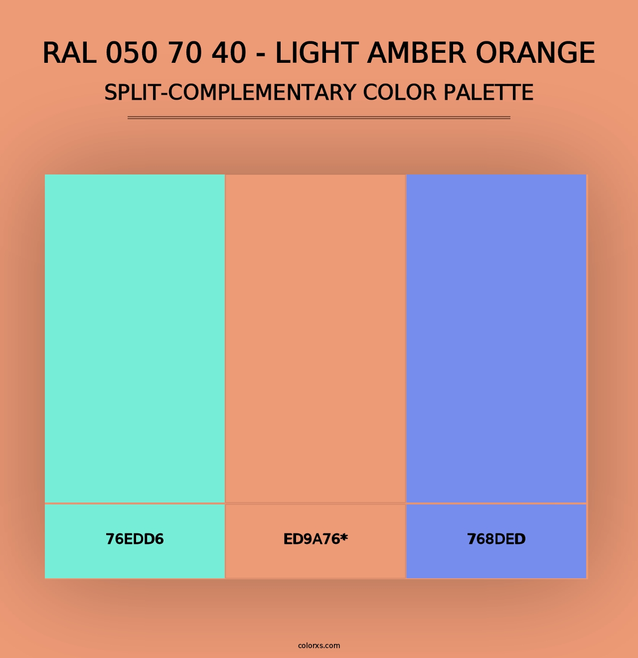 RAL 050 70 40 - Light Amber Orange - Split-Complementary Color Palette