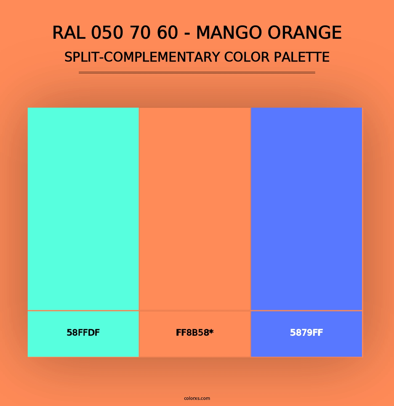 RAL 050 70 60 - Mango Orange - Split-Complementary Color Palette