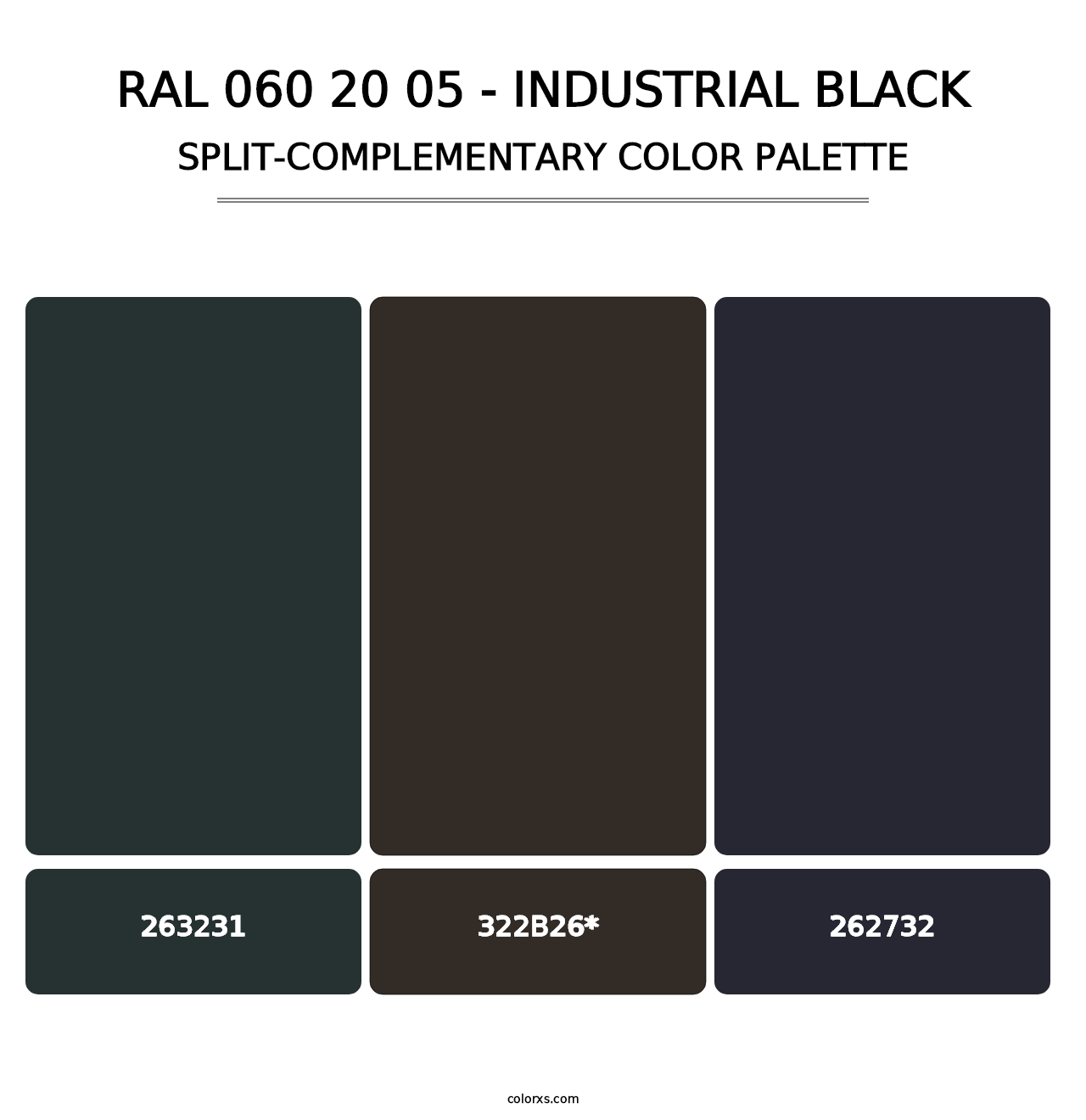 RAL 060 20 05 - Industrial Black - Split-Complementary Color Palette