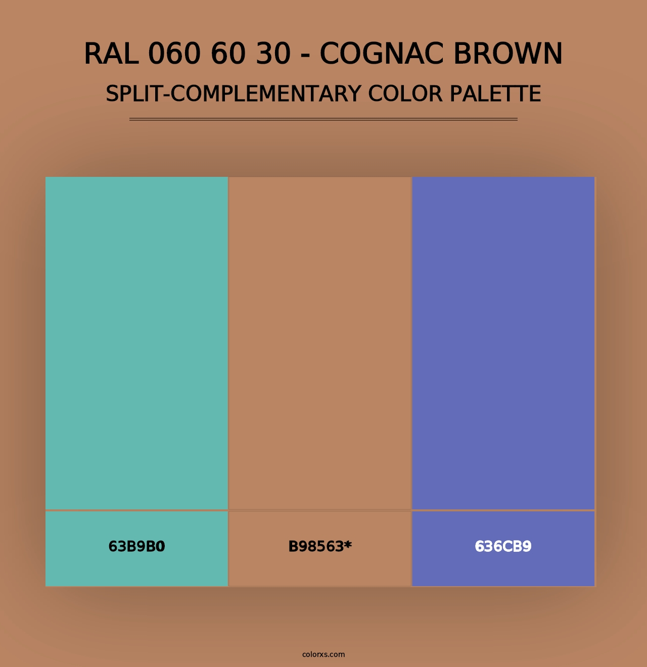 RAL 060 60 30 - Cognac Brown - Split-Complementary Color Palette