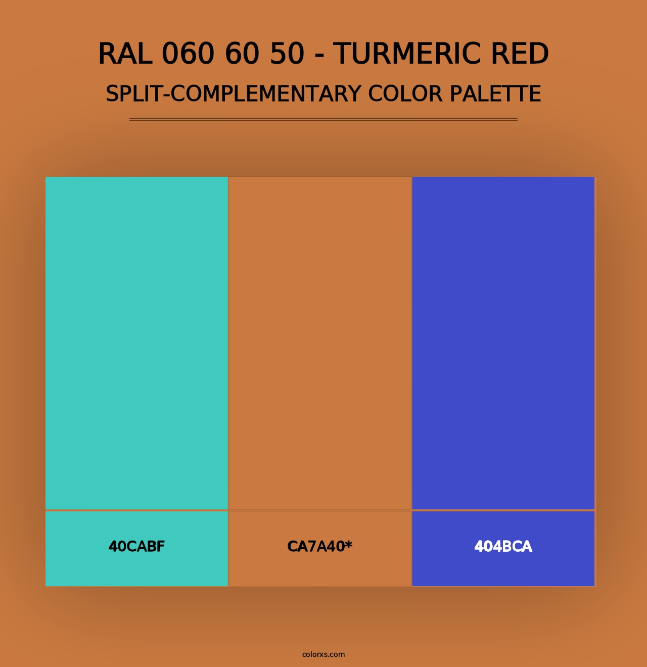 RAL 060 60 50 - Turmeric Red - Split-Complementary Color Palette