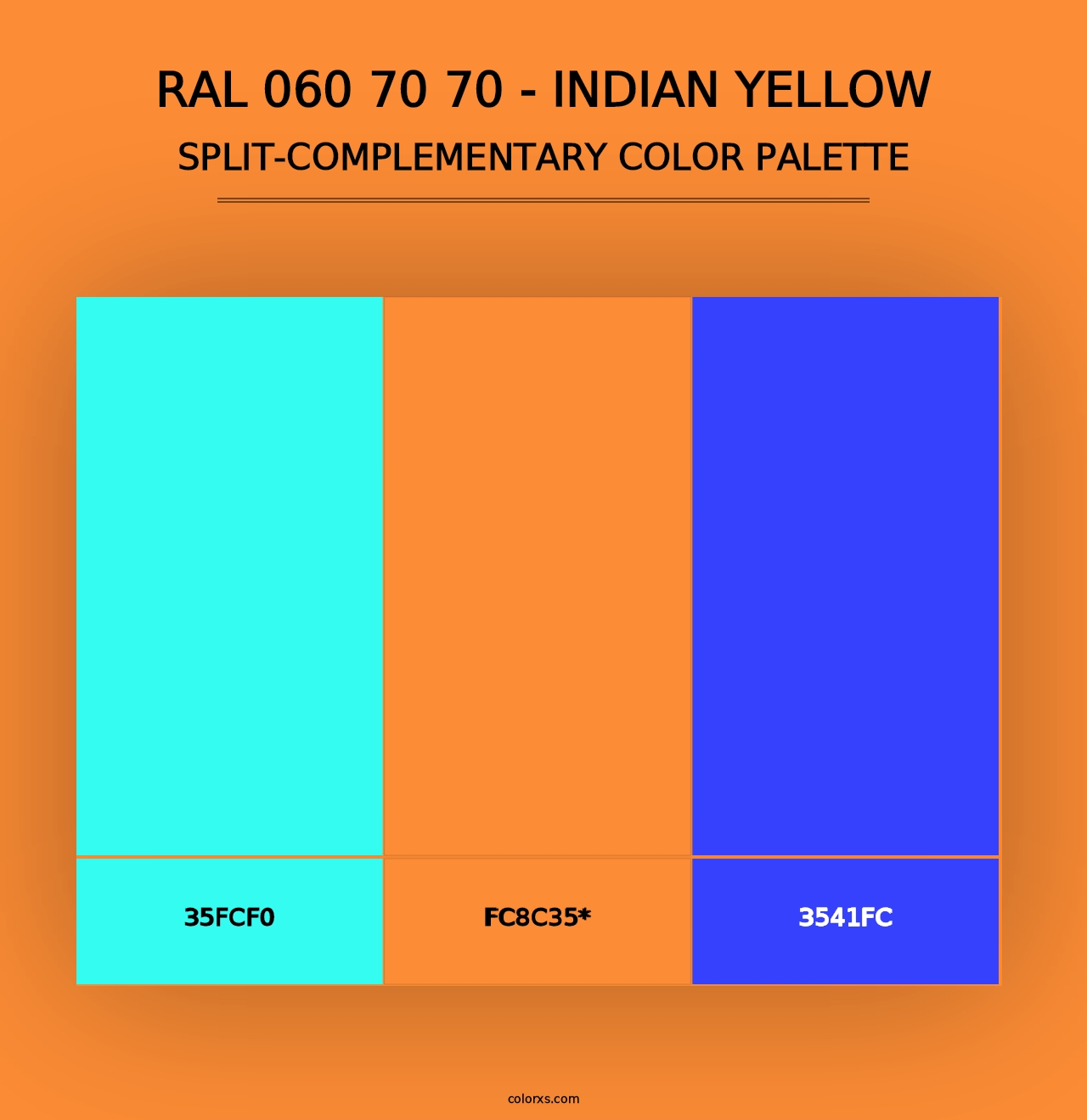 RAL 060 70 70 - Indian Yellow - Split-Complementary Color Palette