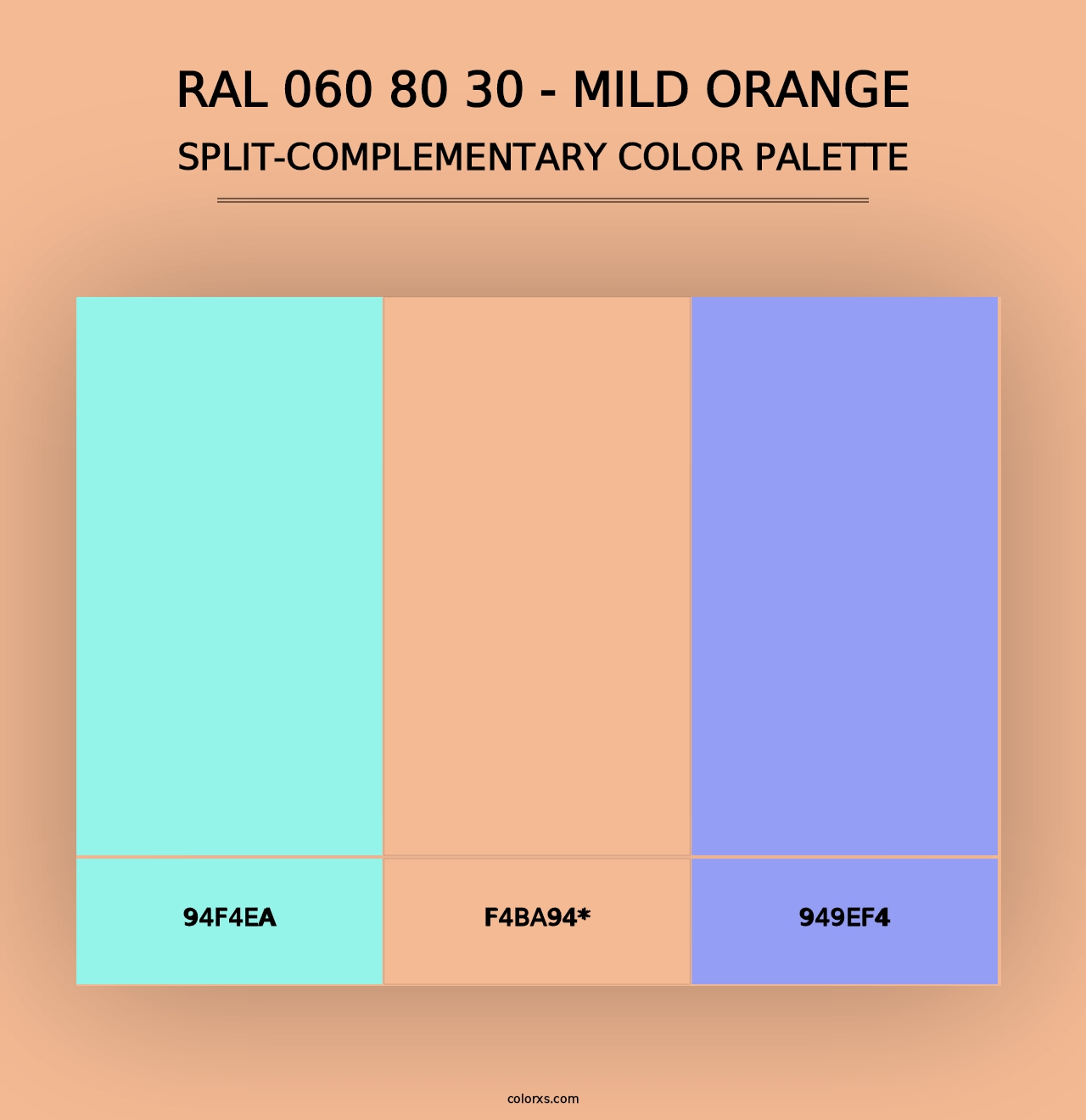 RAL 060 80 30 - Mild Orange - Split-Complementary Color Palette