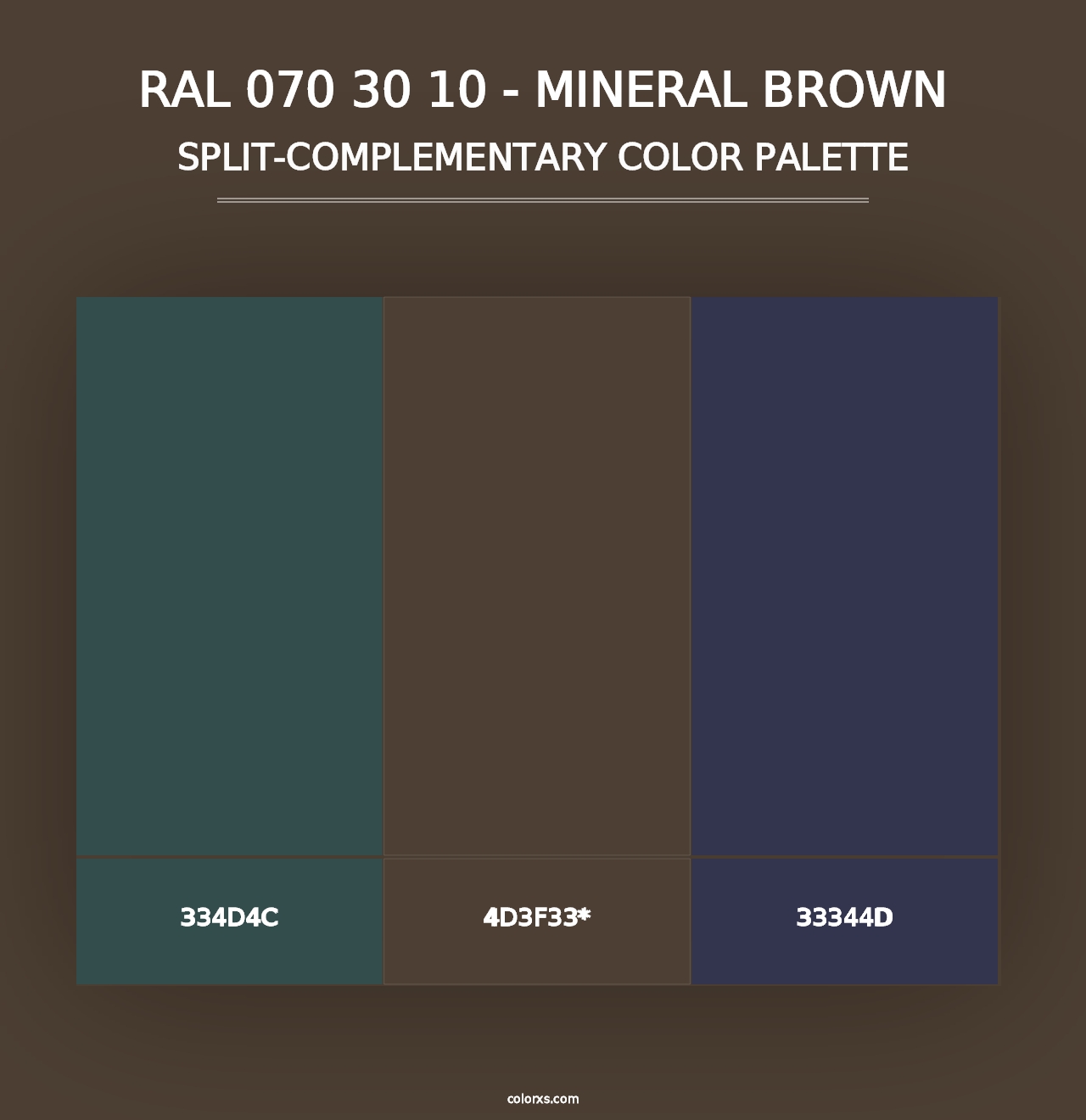 RAL 070 30 10 - Mineral Brown - Split-Complementary Color Palette