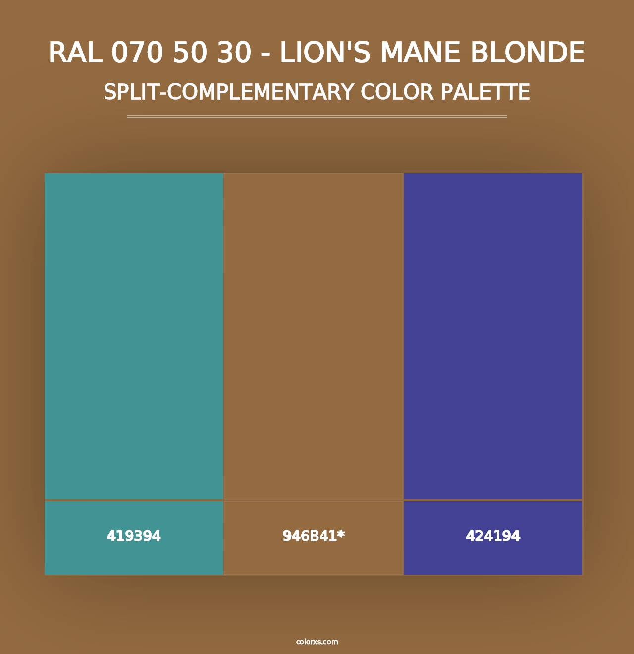 RAL 070 50 30 - Lion's Mane Blonde - Split-Complementary Color Palette