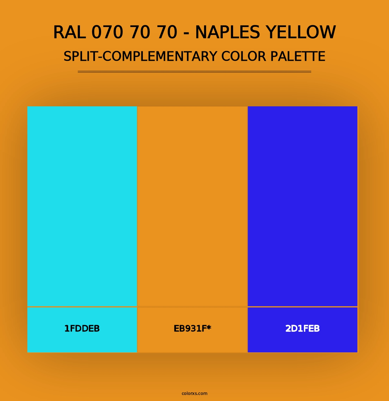 RAL 070 70 70 - Naples Yellow - Split-Complementary Color Palette