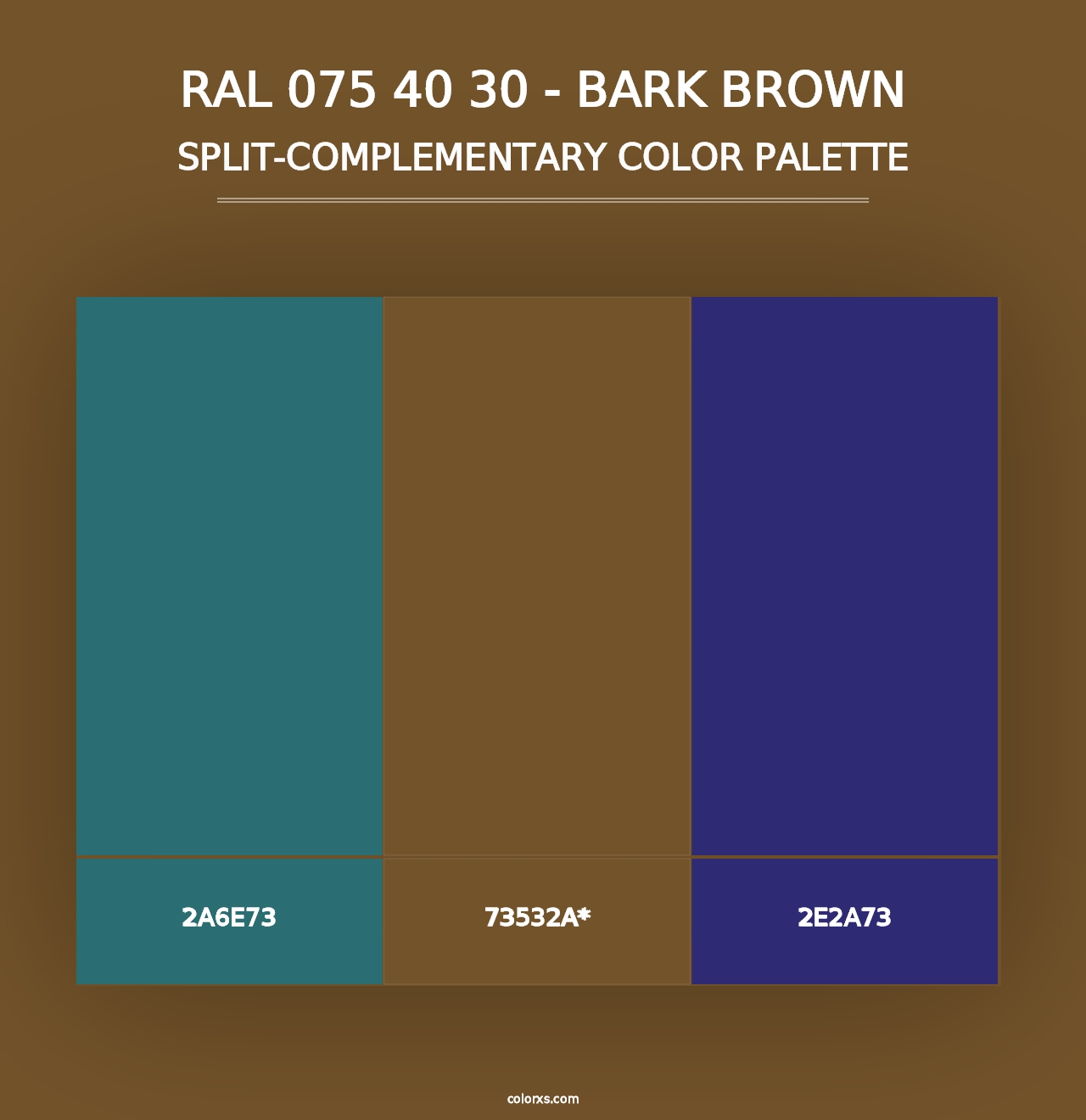 RAL 075 40 30 - Bark Brown - Split-Complementary Color Palette