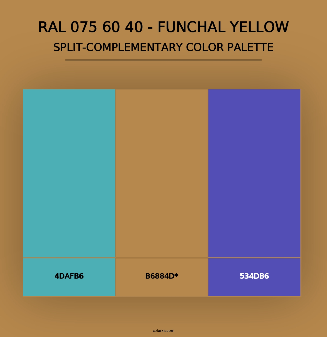 RAL 075 60 40 - Funchal Yellow - Split-Complementary Color Palette