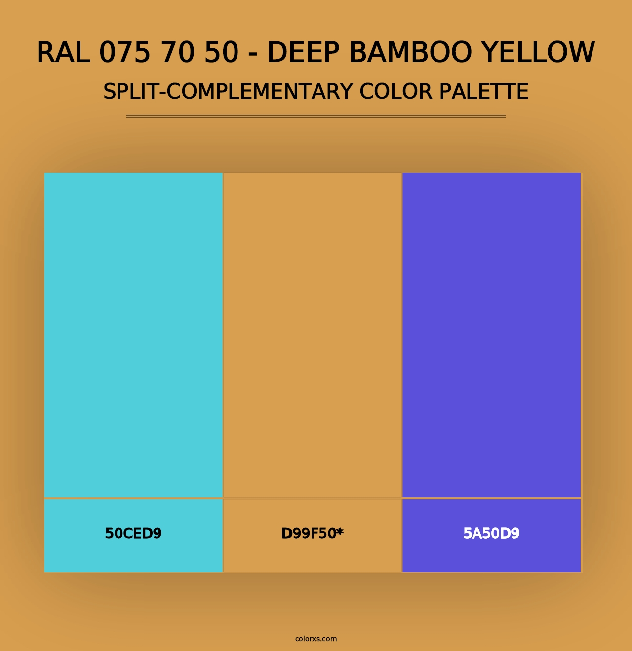 RAL 075 70 50 - Deep Bamboo Yellow - Split-Complementary Color Palette