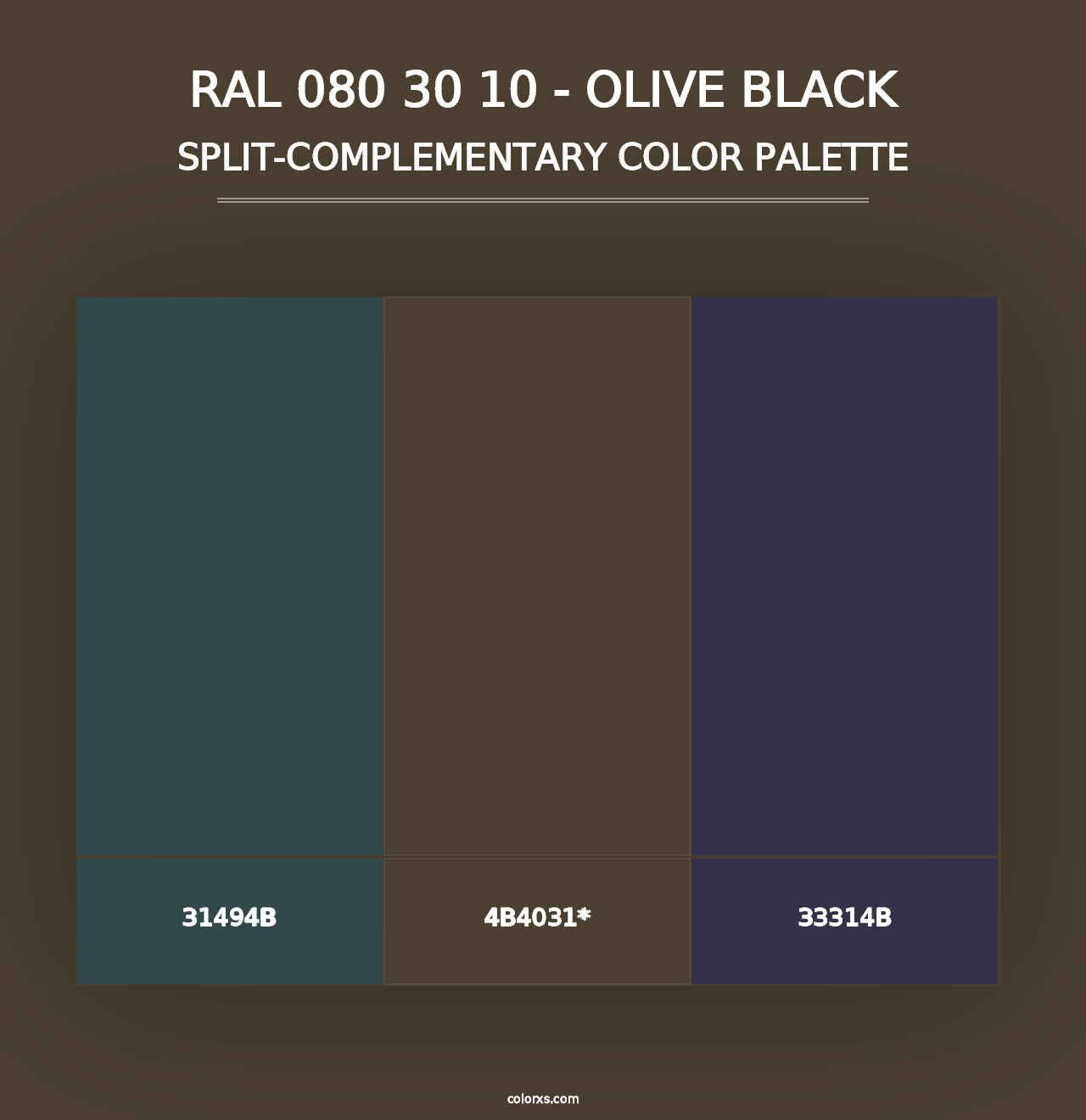 RAL 080 30 10 - Olive Black - Split-Complementary Color Palette