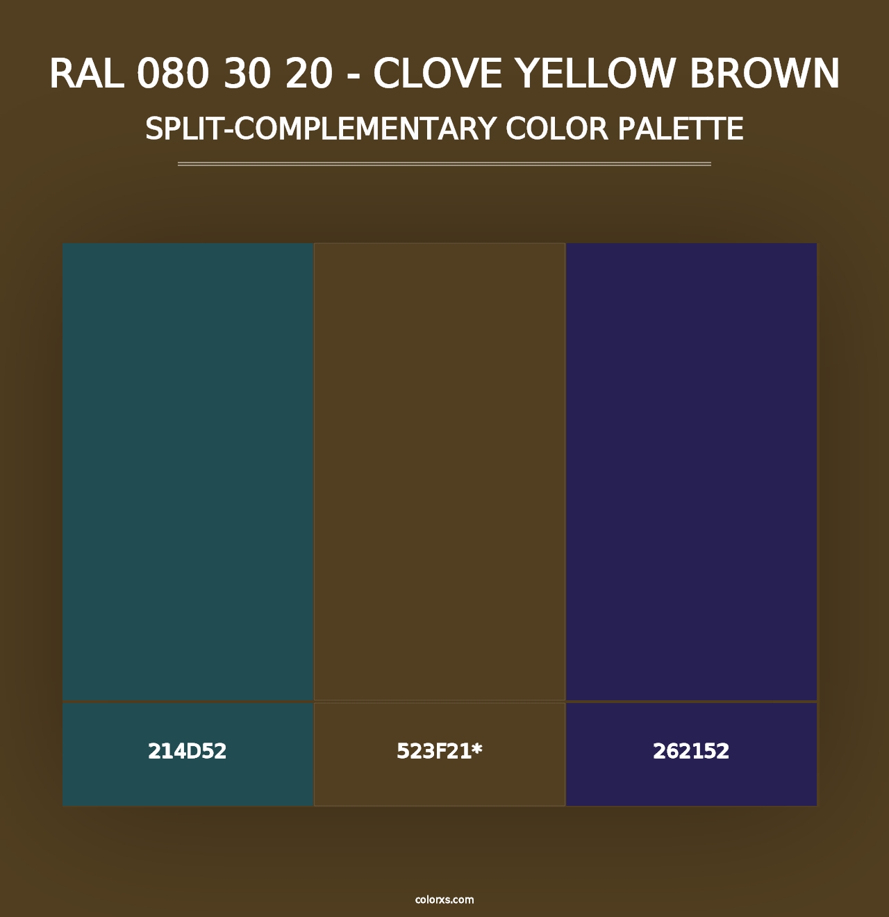 RAL 080 30 20 - Clove Yellow Brown - Split-Complementary Color Palette