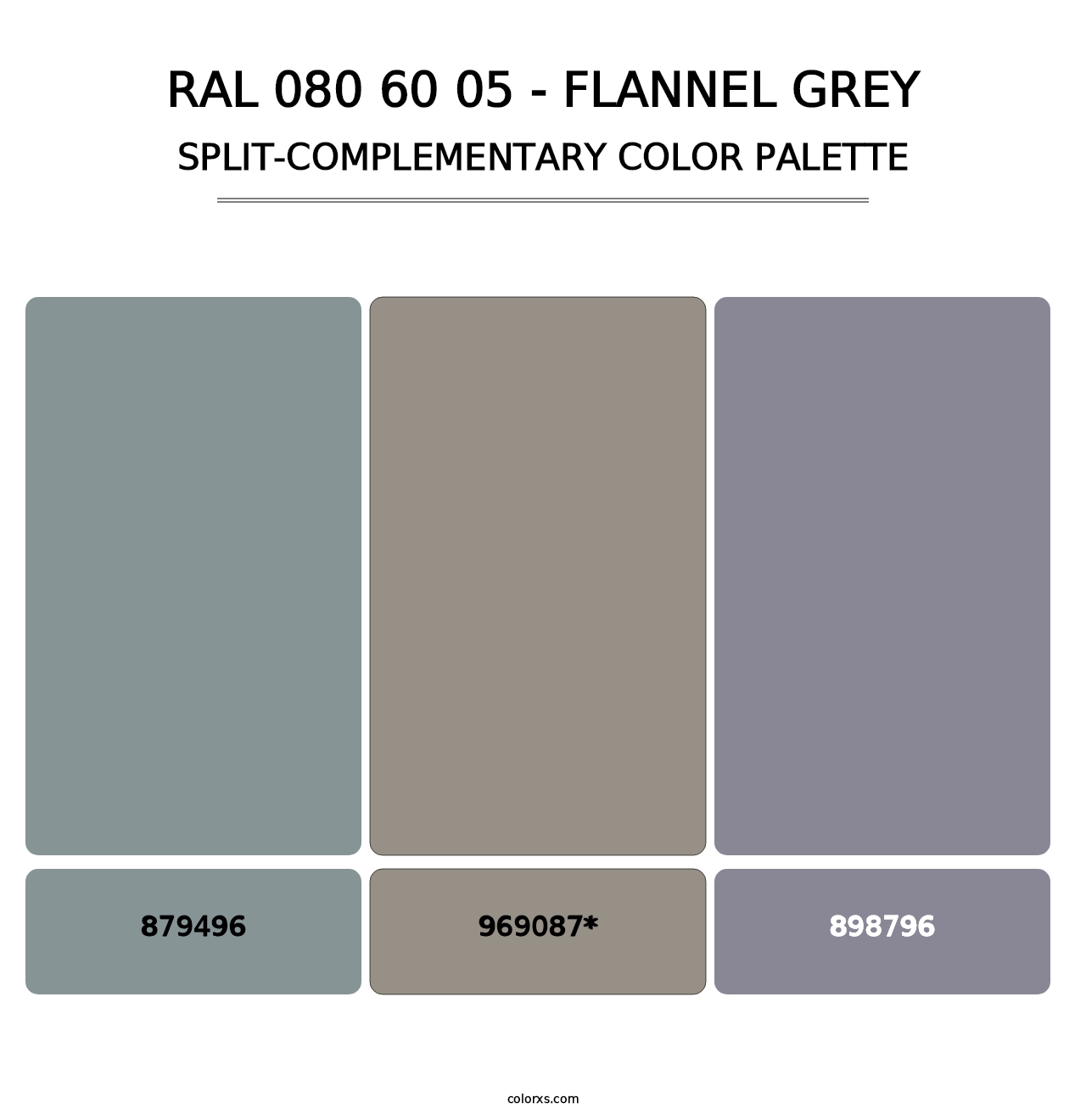 RAL 080 60 05 - Flannel Grey - Split-Complementary Color Palette