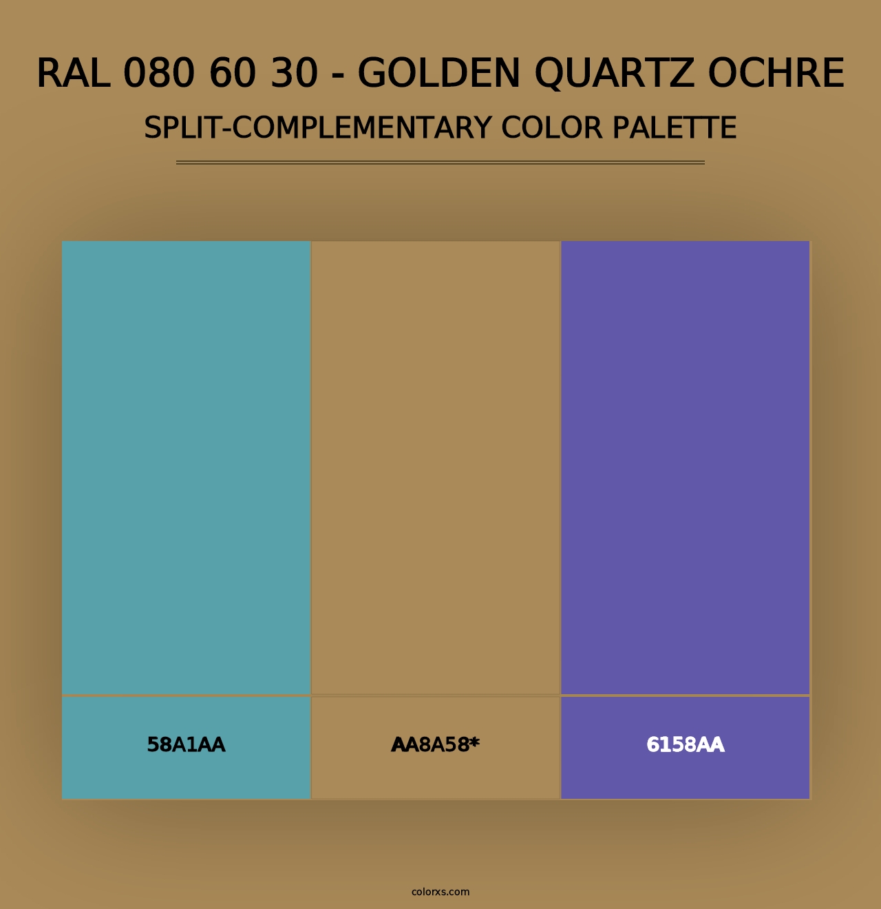 RAL 080 60 30 - Golden Quartz Ochre - Split-Complementary Color Palette