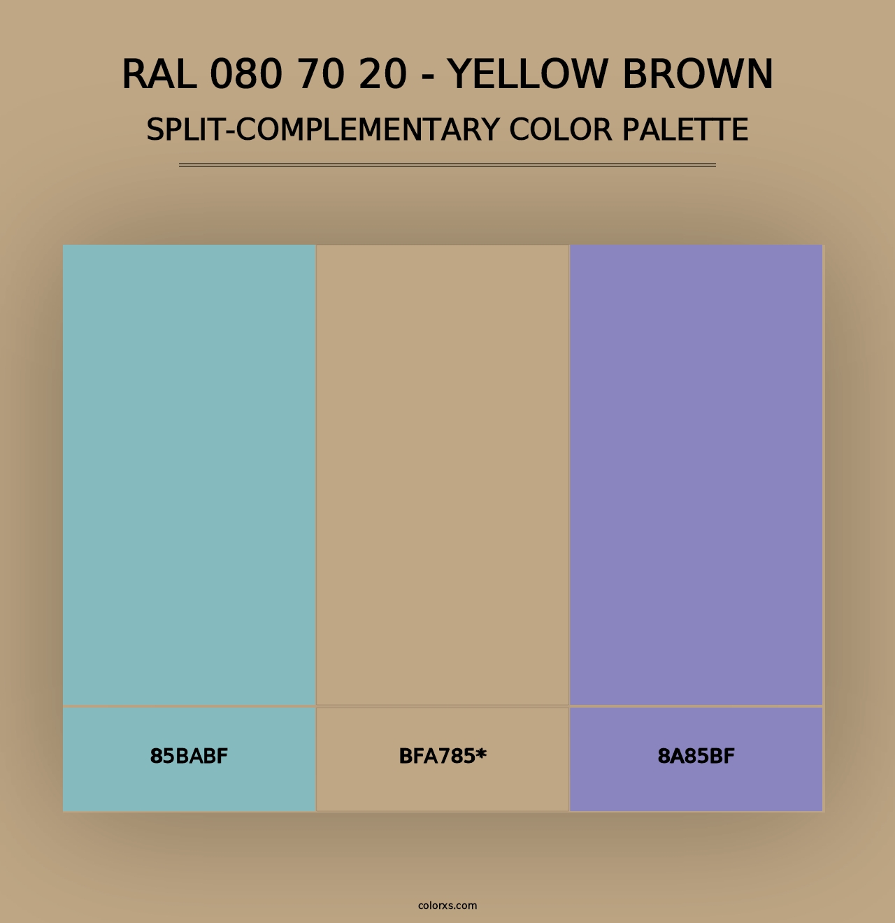 RAL 080 70 20 - Yellow Brown - Split-Complementary Color Palette