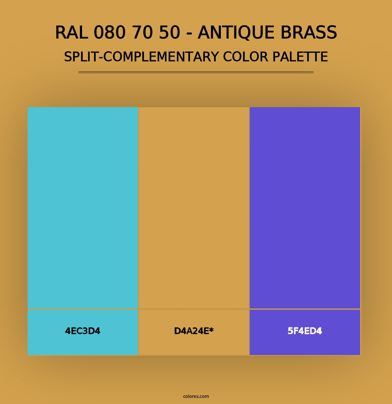 RAL 080 70 50 - Antique Brass - Split-Complementary Color Palette