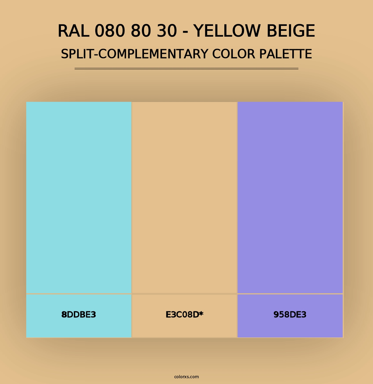 RAL 080 80 30 - Yellow Beige - Split-Complementary Color Palette