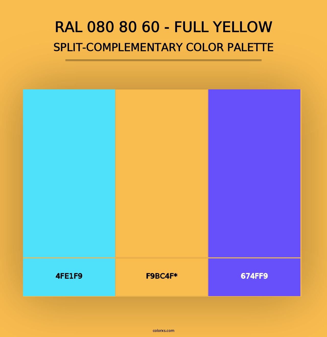 RAL 080 80 60 - Full Yellow - Split-Complementary Color Palette