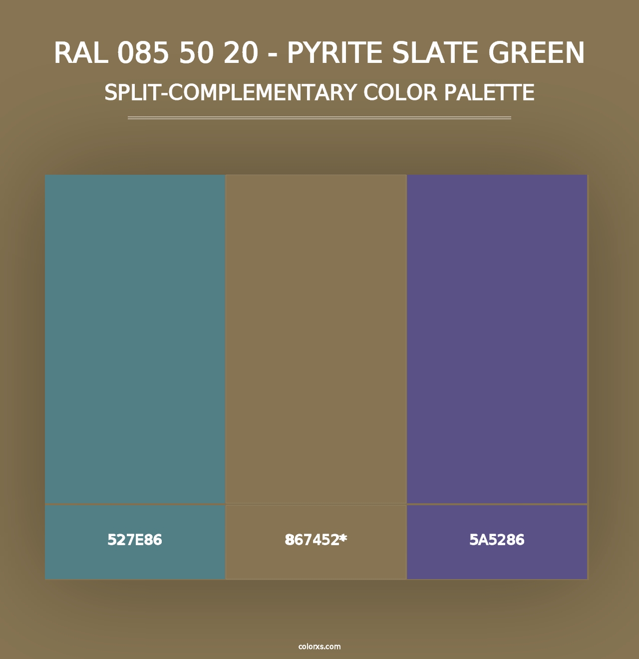 RAL 085 50 20 - Pyrite Slate Green - Split-Complementary Color Palette