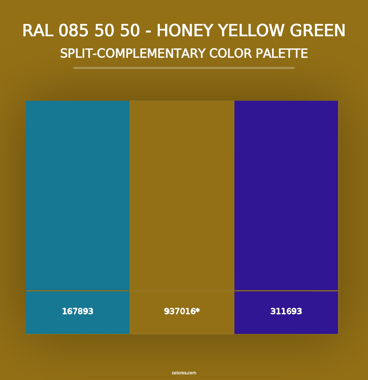 RAL 085 50 50 - Honey Yellow Green - Split-Complementary Color Palette