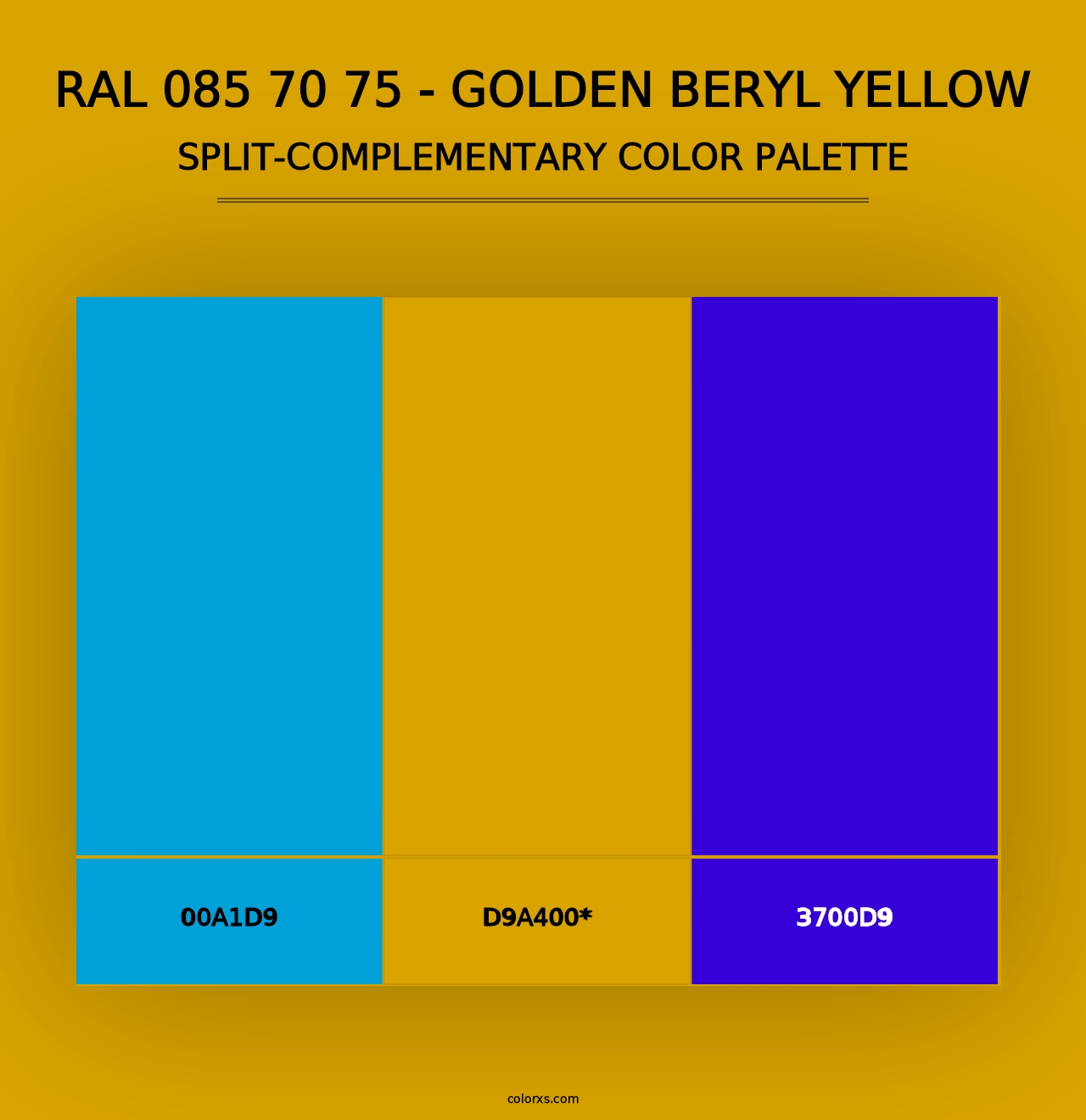 RAL 085 70 75 - Golden Beryl Yellow - Split-Complementary Color Palette