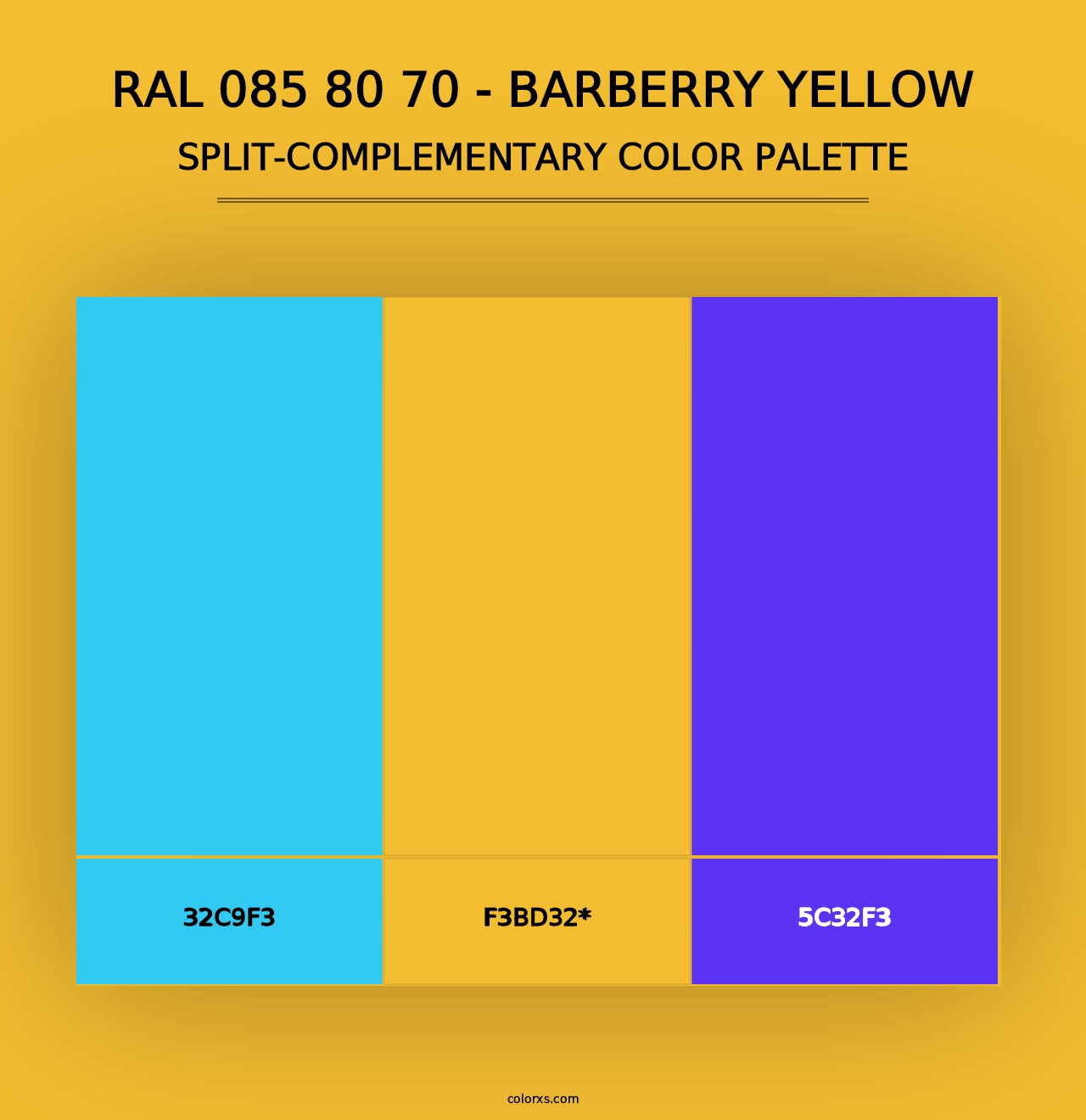 RAL 085 80 70 - Barberry Yellow - Split-Complementary Color Palette