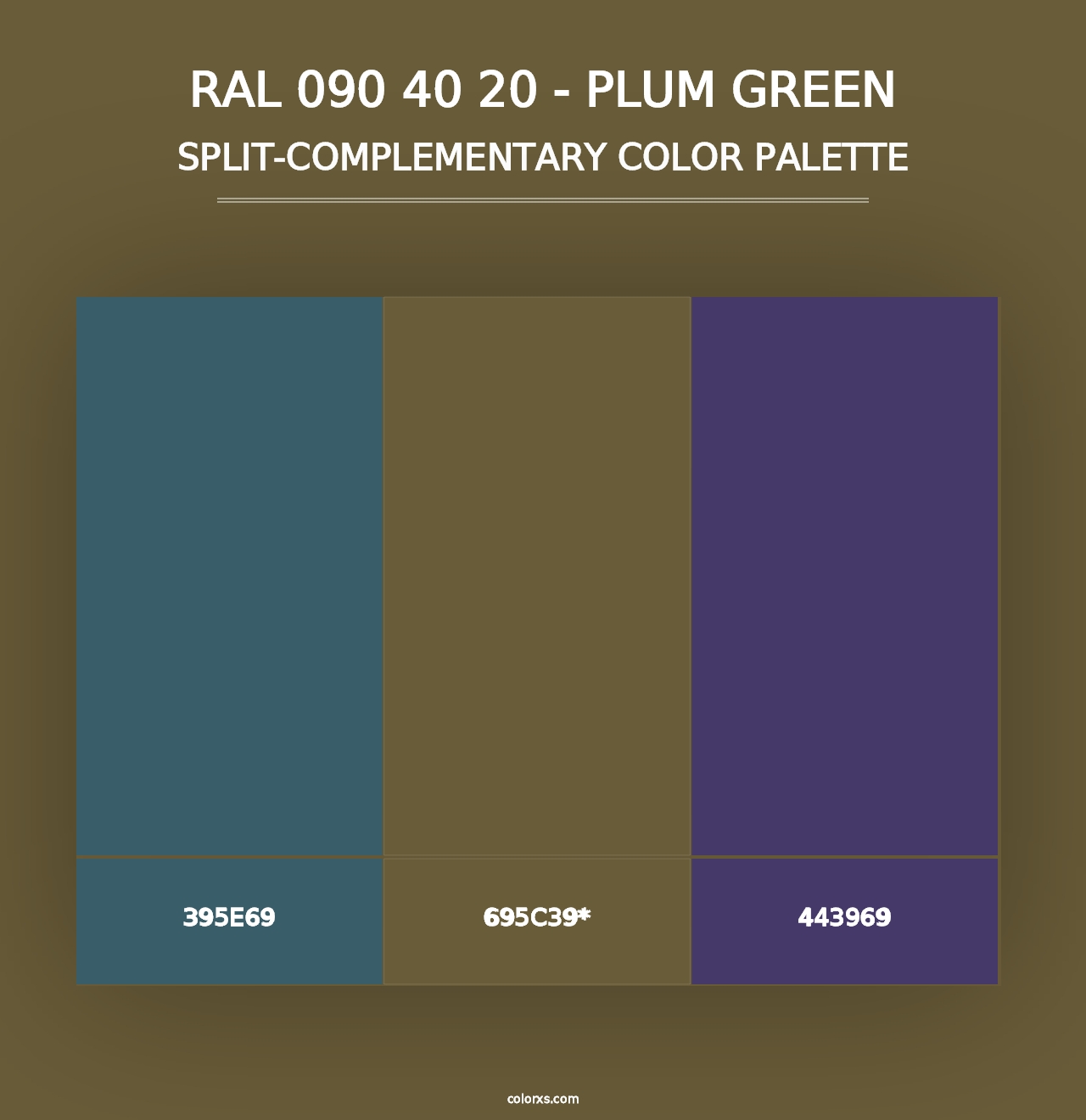 RAL 090 40 20 - Plum Green - Split-Complementary Color Palette