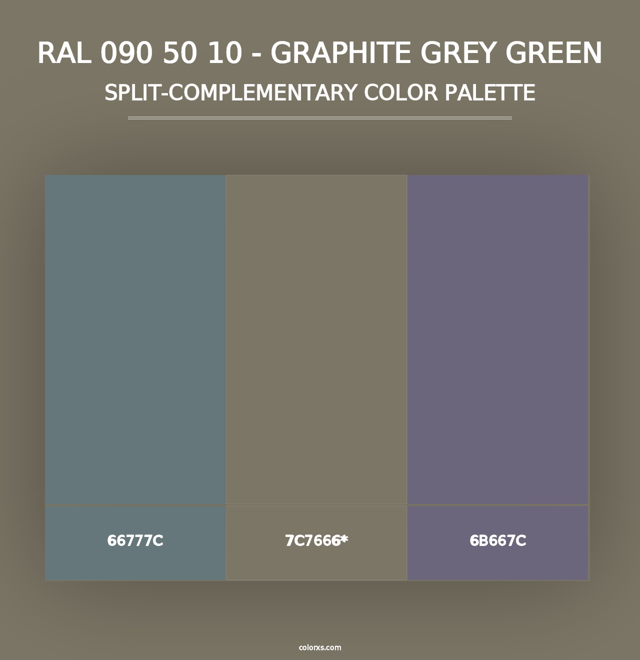 RAL 090 50 10 - Graphite Grey Green - Split-Complementary Color Palette