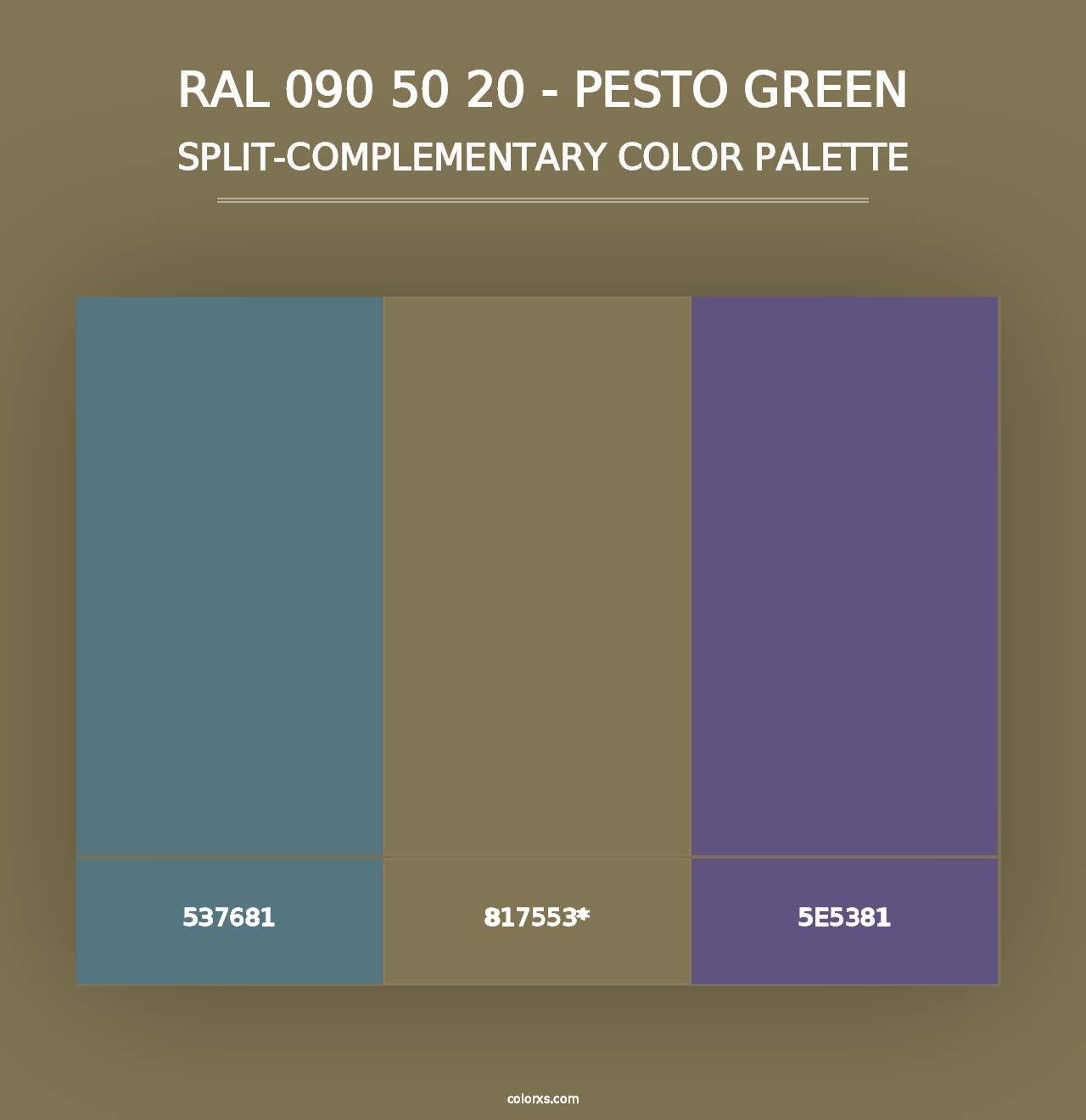 RAL 090 50 20 - Pesto Green - Split-Complementary Color Palette