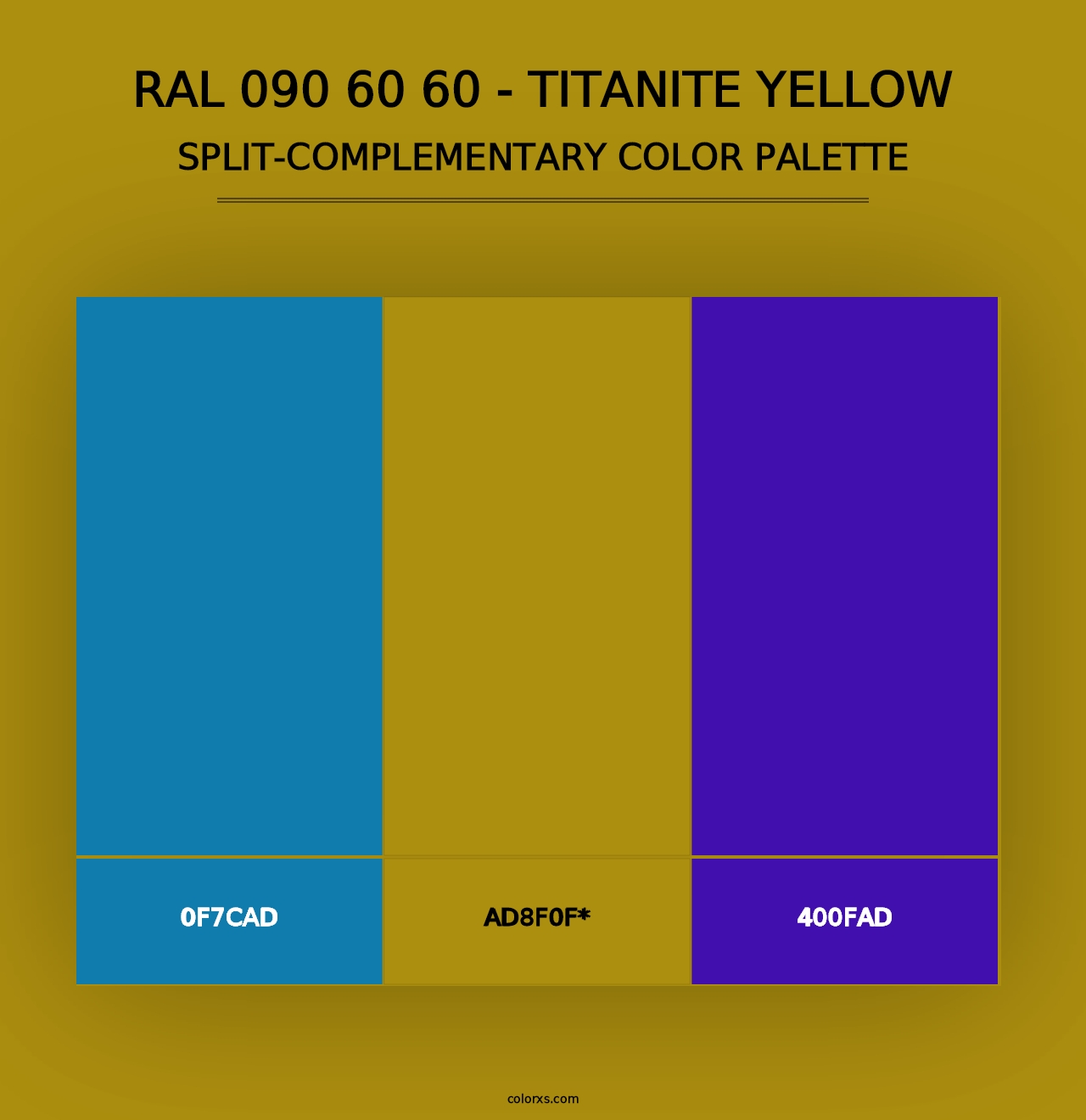 RAL 090 60 60 - Titanite Yellow - Split-Complementary Color Palette