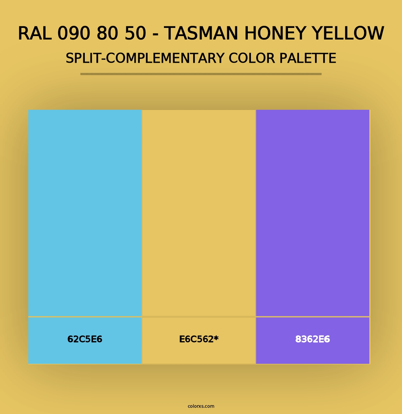 RAL 090 80 50 - Tasman Honey Yellow - Split-Complementary Color Palette