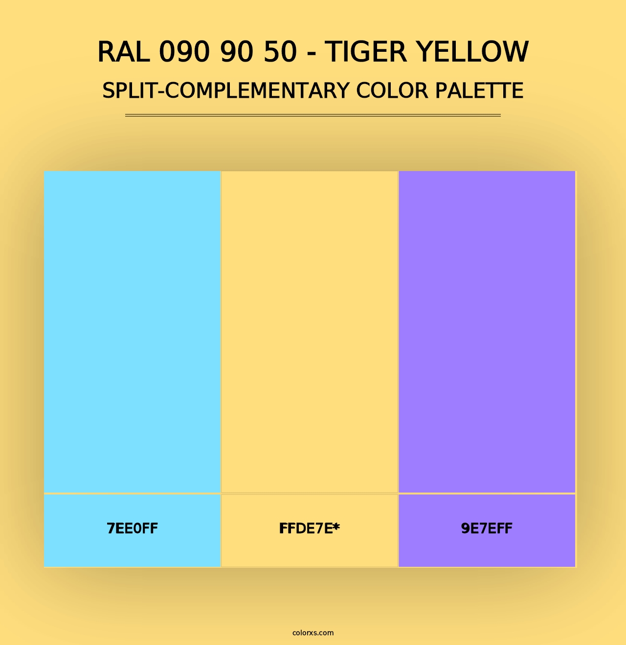 RAL 090 90 50 - Tiger Yellow - Split-Complementary Color Palette